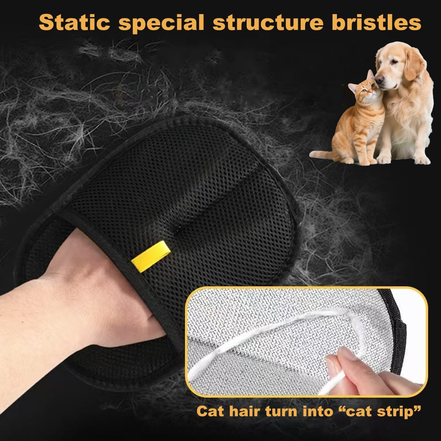 2 Pack Pet Hair Removal Gloves for Cats & Dogs,2025 Electrostatic Pet Hair Removal Gloves for Bedding,Reusable & Washable Efficient Grooming Gloves for Clothing,Furniture,Carpet,Car Seat,Pet Grooming