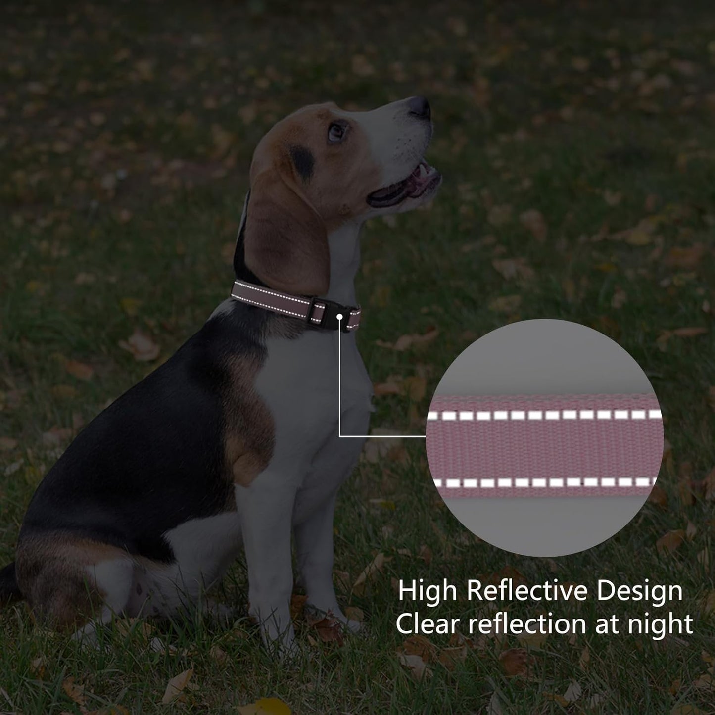 Reflective Dog Collar Padded with Soft Neoprene Breathable Quick Release Basic Dog Collars for Puppy Extra Small Dogs Pink Girl