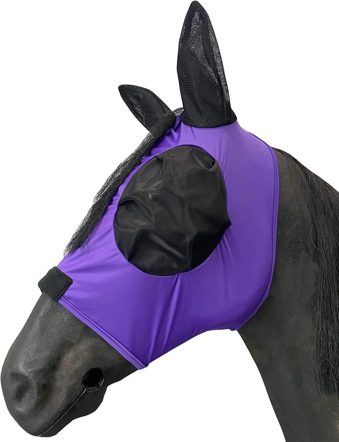Horse Mesh Fly Mask with Ears, Soft Lycra Mesh Mask Anti-UV with Ears Violet, Pony
