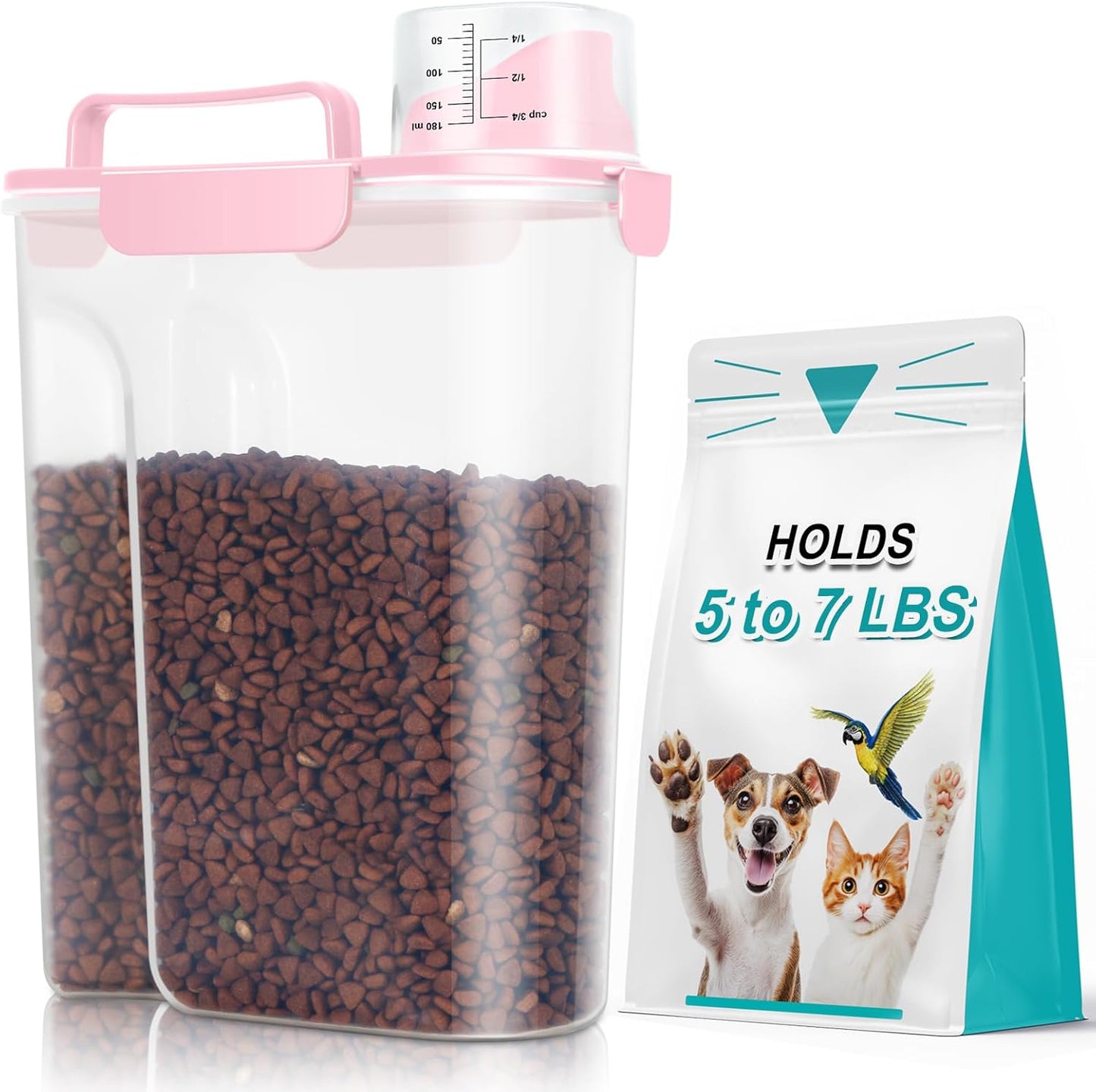 TBMax Cat Dog Food Container 5 to 7 lbs, Secondary Pet Food Storage Beyond a Large Dog Food Bin for Daily Use, Easy-Pouring Bird Seed Dispenser, Portable Travel Kibble Container for Outdoor Feeding