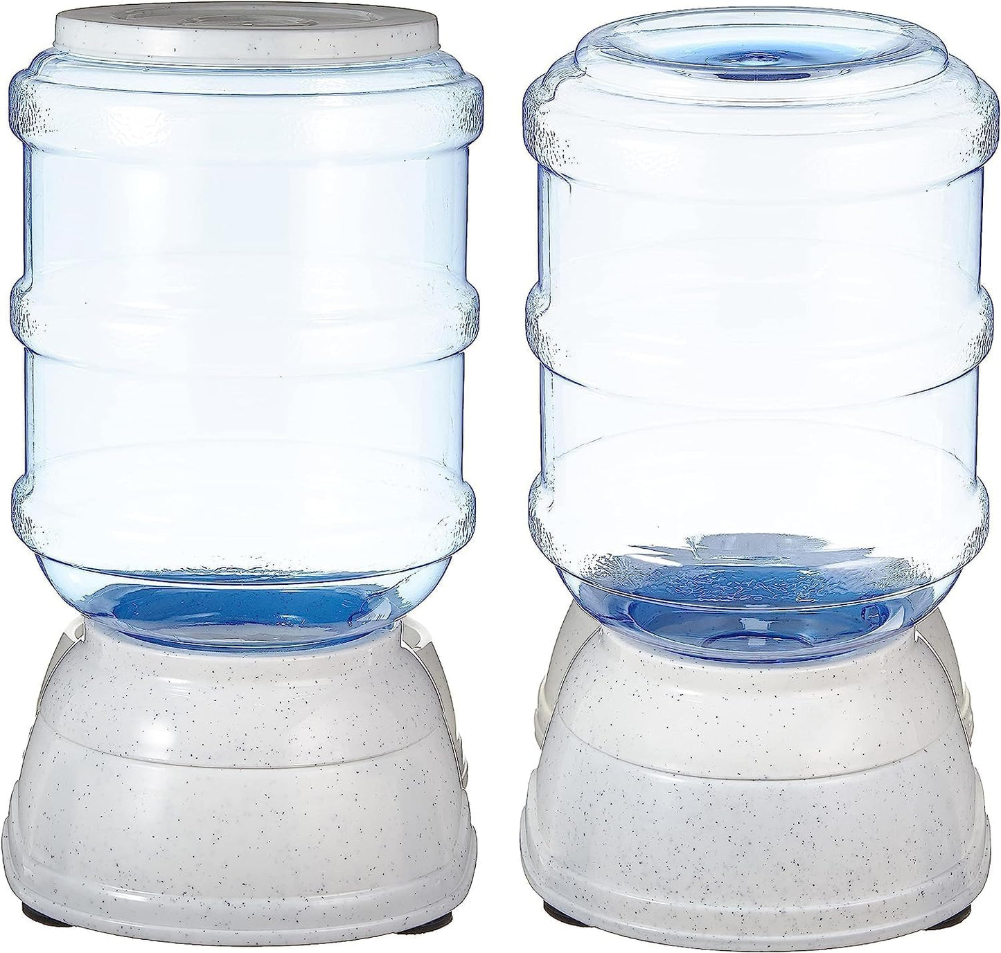 Amazon Basics Automatic Dog Cat Water Dispenser Gravity Feeder Set, Pack of 2, Small, 6-Pound Food Capacity, 1-Gallon, Gray