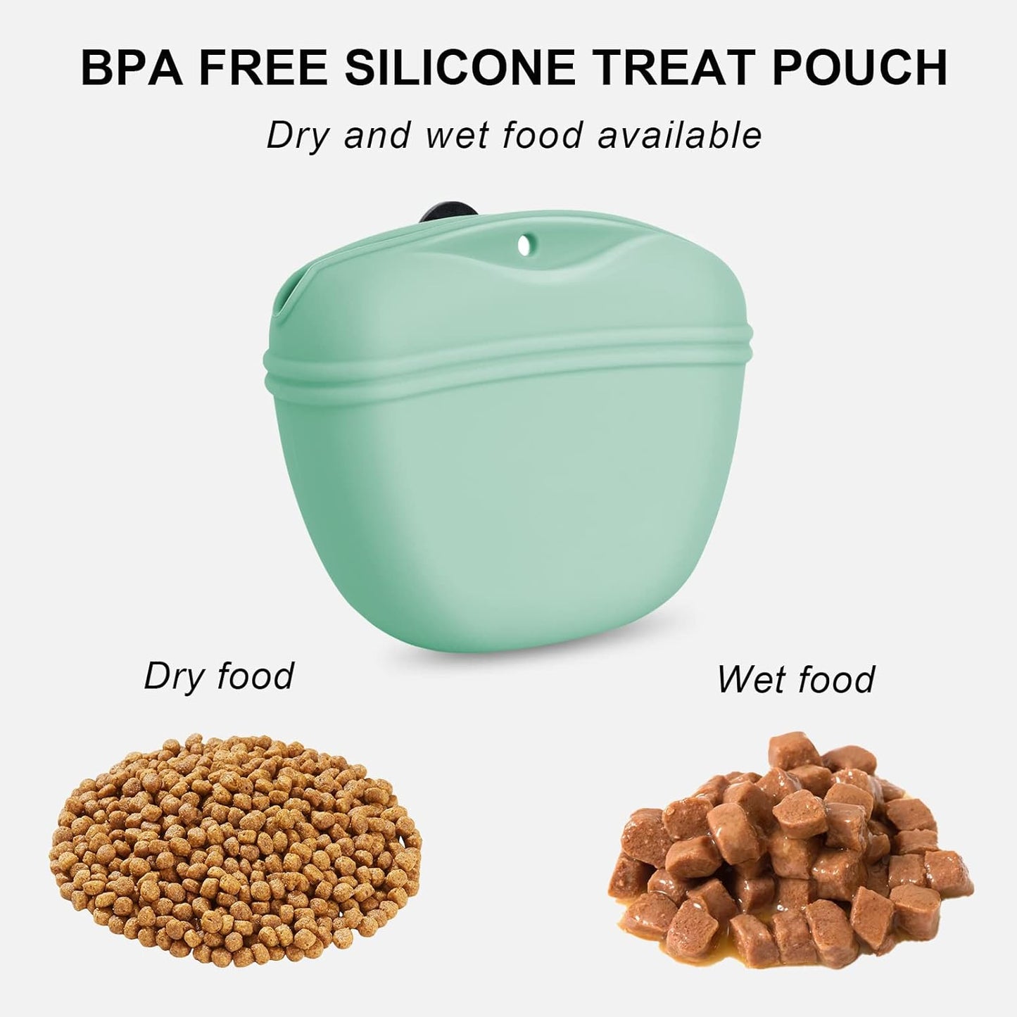 Left&Right Dog Clicker Training Kit,Silicone Dog Training Treat Pouch and Dog Clickers,Dog Treat Bag with Clicker Training for Dogs,Pet Treat Bag with Magnetic Buckle Closing and Waist Clip,Egg Green