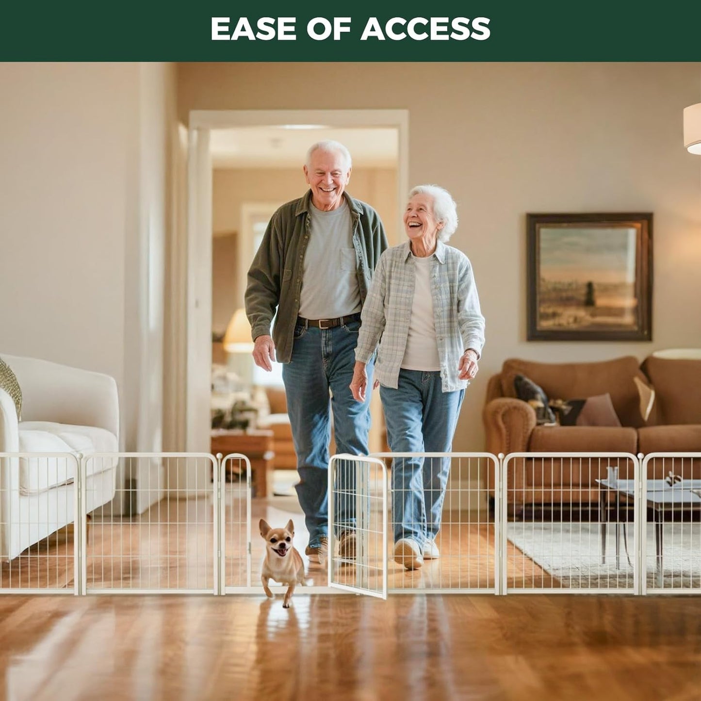 FXW Homeplus Unleashed Indoor Dog Playpen - Stress-Free and Safe Play, Heavy Duty 24 Inch 12 Wire Panels Dog Pen for Puppy and Small Dogs, White│Patented