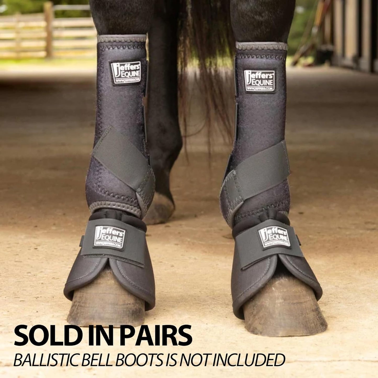 Jeffers Equine Protective Horse Boots 1 Pair Grey - Safe Neoprene Leg Guards & Comfortable Fit, Durable Strap Closures, Front & Hind Support, Equestrian Accessories for Travel & Riding - Small