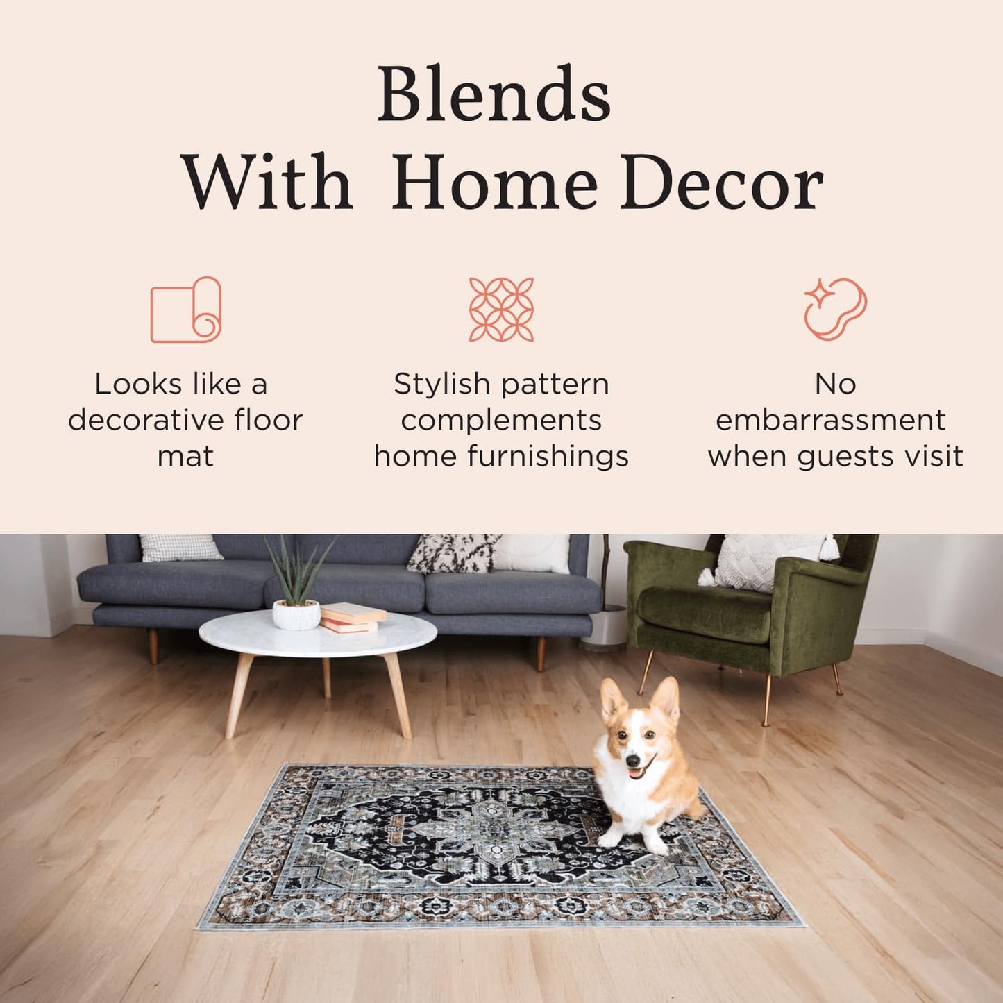 LOVEWAG Washable Dog Pee Pads, 24" x 16", Waterproof, Non-Slip, Super Absorbent, Reusable Machine-Washable, 2-Pack (Caramel Creme)