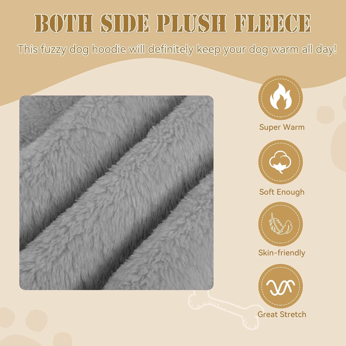 Fuzzy Dog Sweaters for Small Dogs Dog Hoodie Pet Clothes Warm Soft Cozy Coats Hooded Sweatshirt Fleece Small Pet Hoodies Sweater(Grey-S)