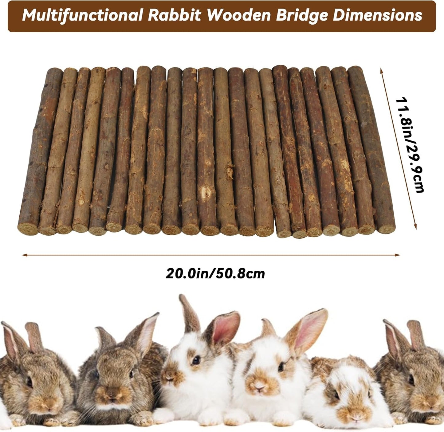 kathson Rabbit Wooden Bridge(20.0 x 11.8 inches),Guinea Pig Wood Tunnel Large Bunny Ladders Small Animal Flexible Hideout for Hamster Chinchillas Guinea Pig Hedgehog and Other Rodents