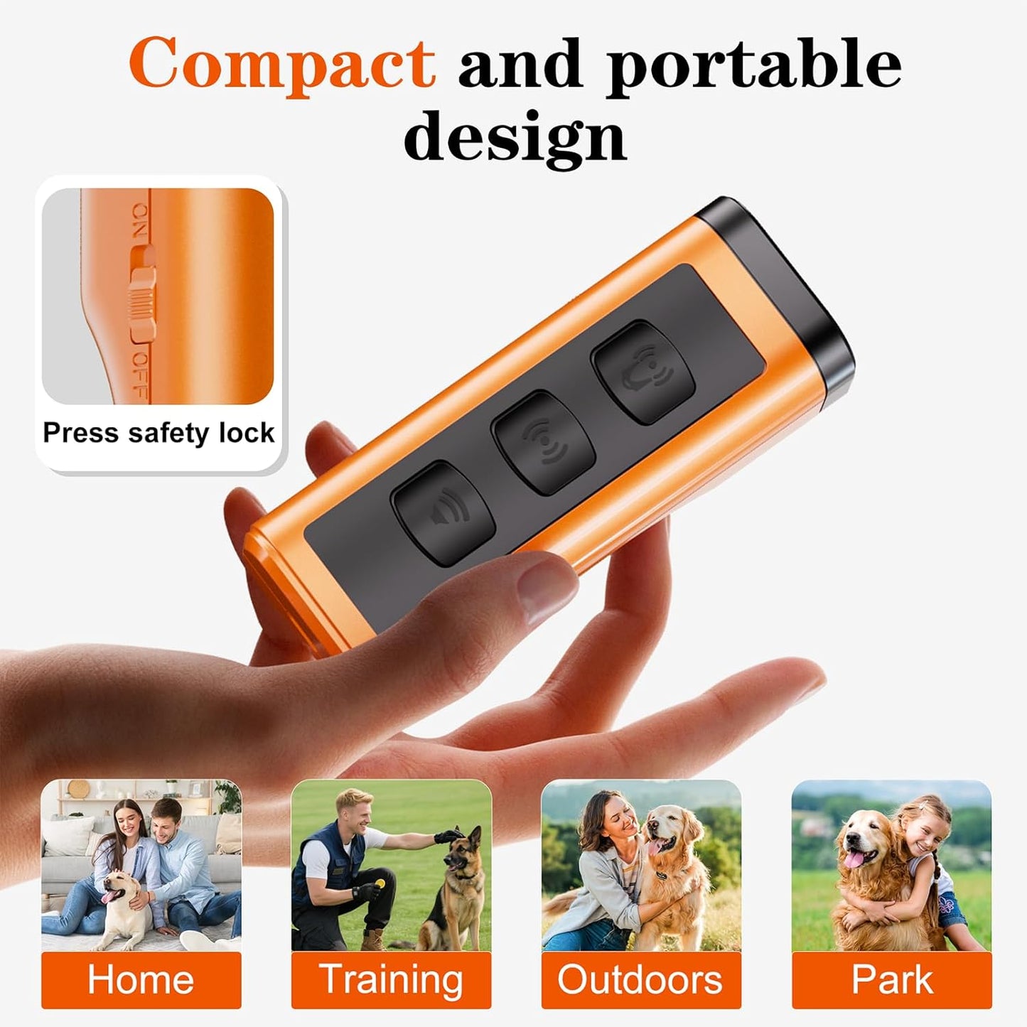 Dog Bark Deterrent Devices Rechargeable Anti-Barking Device for Dogs 50ft Long Range Ultrasonic Correct Your Dog's Bad Behavior at the Push of aButton Better Than Shock Collars or Dog Training Collars