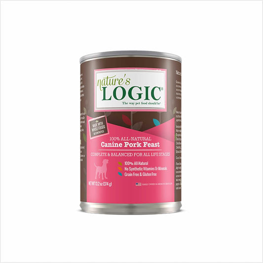 Nature's Logic Grain-Free Canned Dog Food - 95% Animal Proteins - 100% Natural Wet Dog Food Cans - No Common Allergens - All Life Stages - Ideal for Sensitive Dogs - Pork (13.2 oz, 12 Pack)