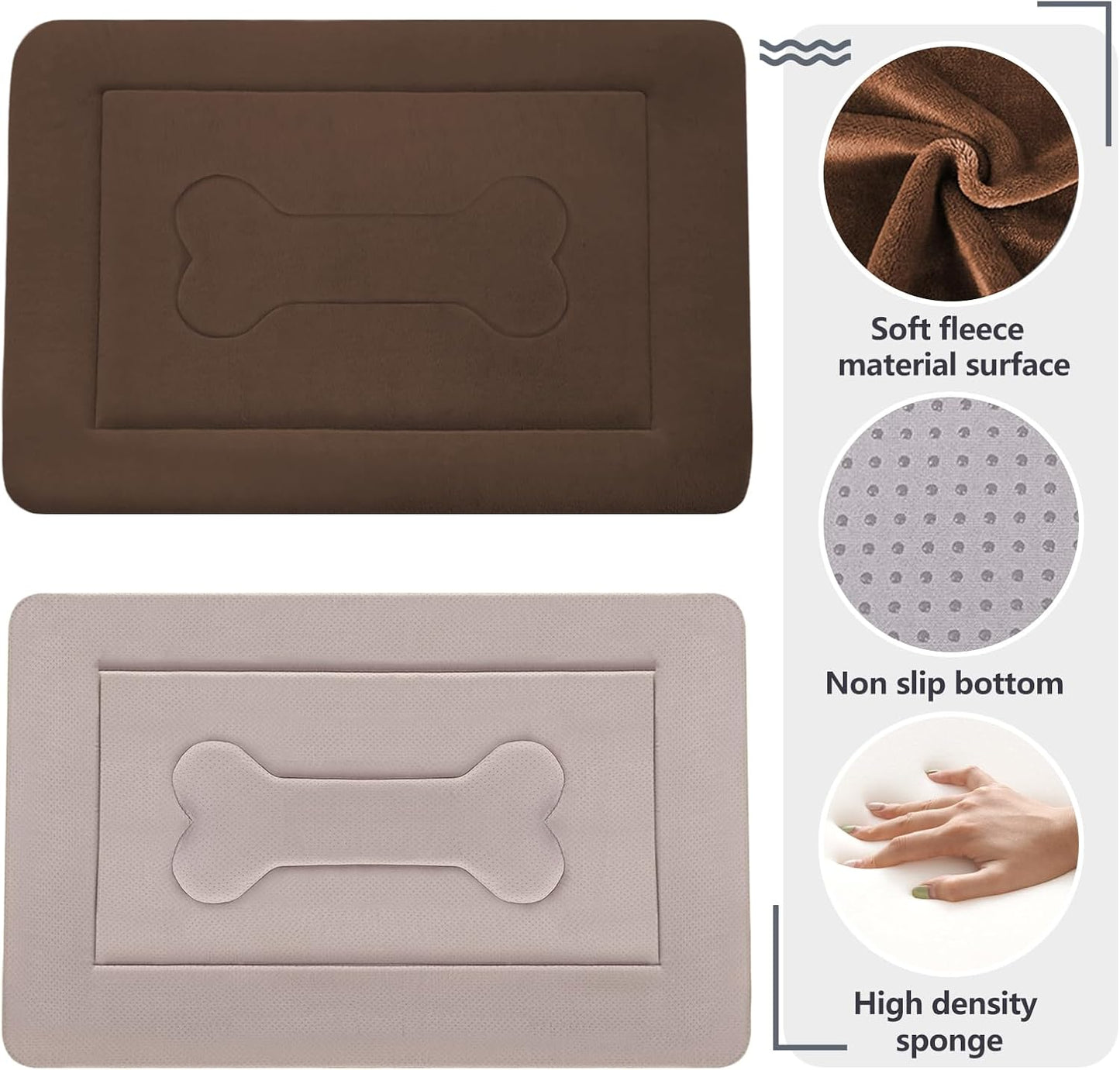 JoicyCo Large Dog Bed Soft Dog Crate Pad Mat, 42 in Non-Slip Bottom Washable Dog Sleeping Mattress Pet Beds Cat Bed Kennel Pad, Dark Brown