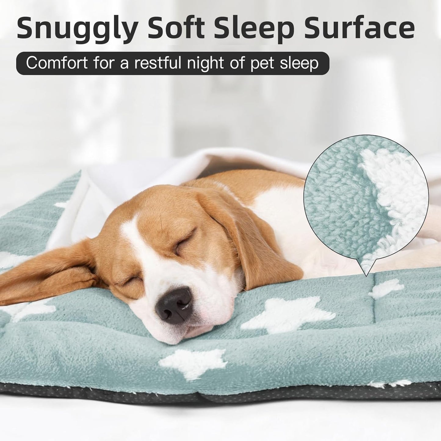 Mora Pets Dog Crate Pad Kennel Dog Bed Mat for Medium Dogs Washable Cute Star Pet Bed for Cage Ultra Soft Flat Puppy Cat Kitten Cushion for Sleeping Anti-Slip Blue 30 x 19