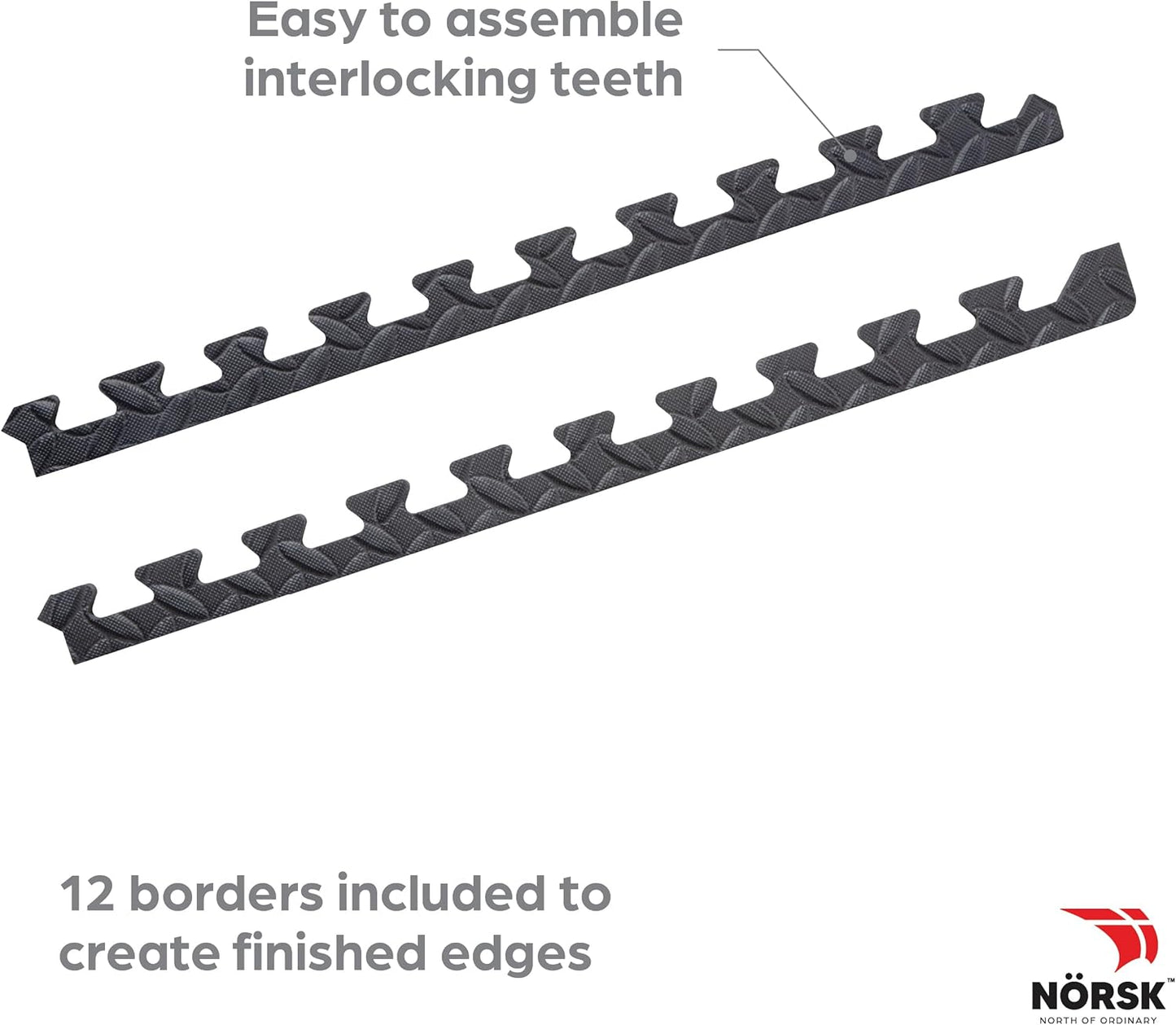 Norsk Foam Floor Gym Mats with Interlocking Tiles, .47" Thick, 24"x24", 48-Pack, 192 Square Feet, Diamond Plate Design, Grey