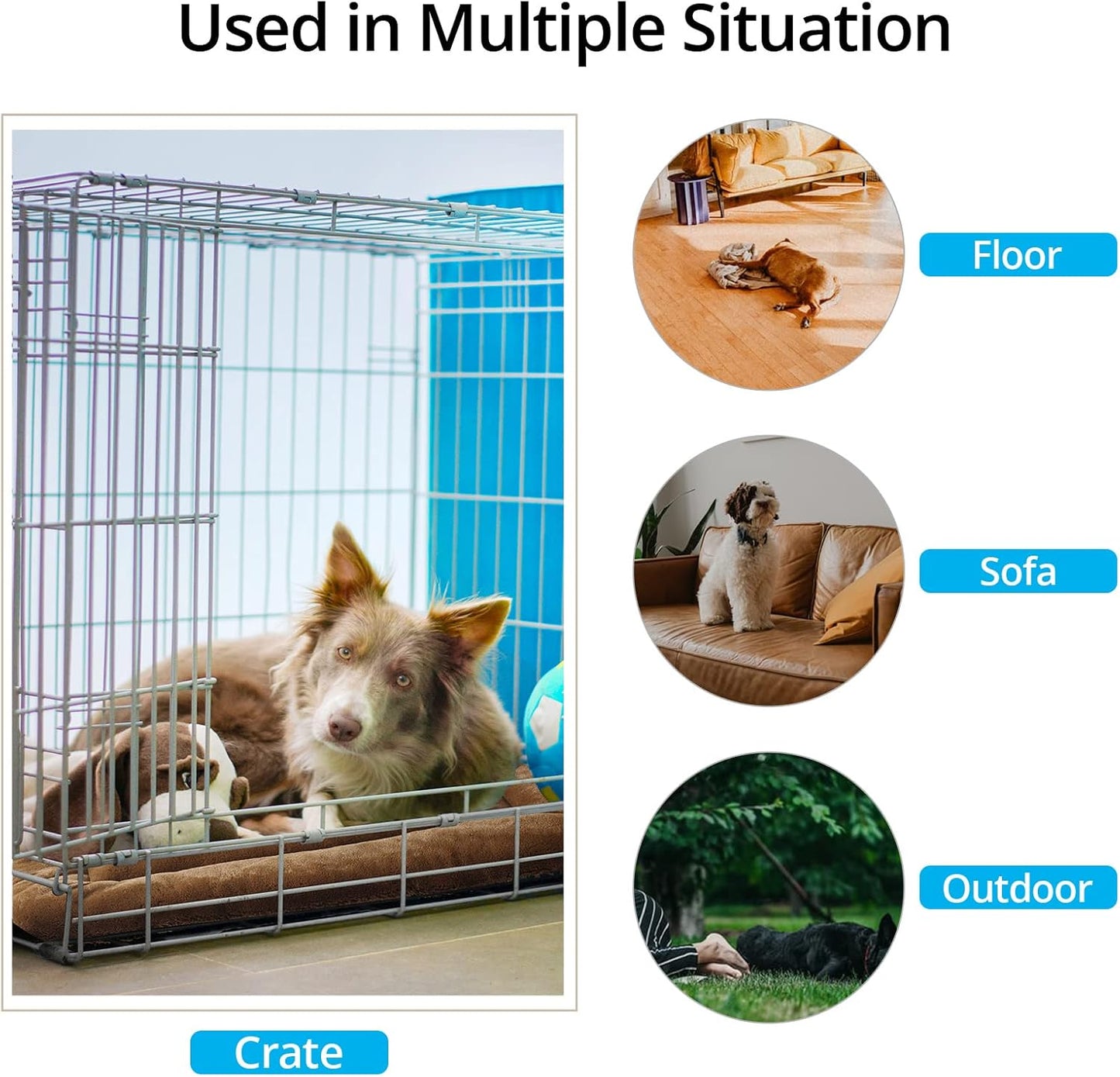 Dog Beds Crate Pad for Dogs Ultra Soft Dog Crate Bed Washable & Anti-Slip Kennel Pad for Dogs Cozy Sleeping Mat (48inch, Brown)