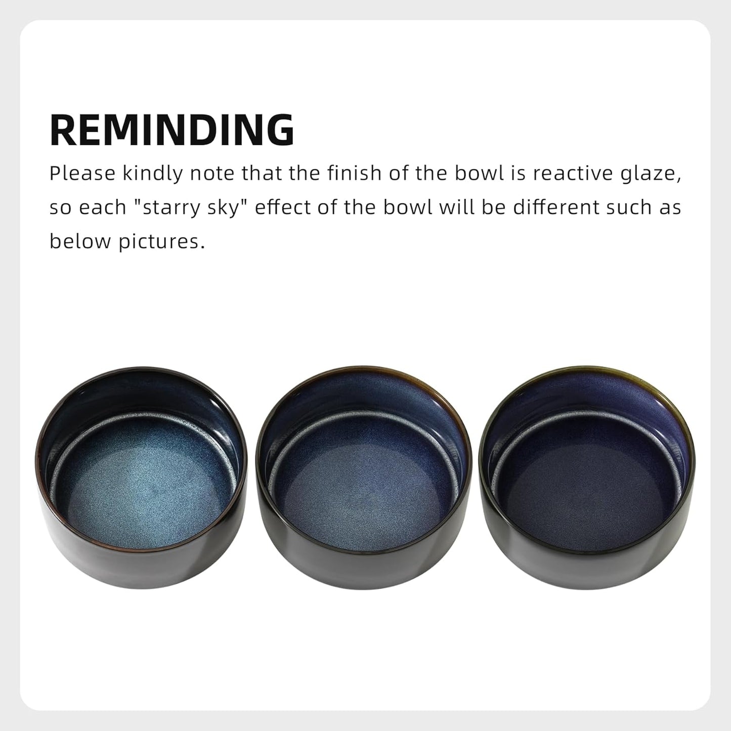 Ceramic 6.1inch Dog Bowls for Small and Medium Breed Dog Dish Pet Food and Water Bowl (Set of 2 Bowls - Starry Sky, 28oz)