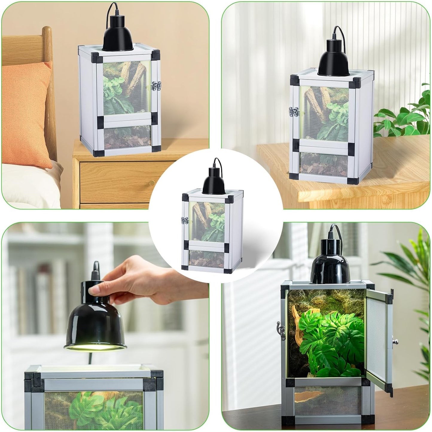 5-Pack Reptile Cage 8" x 8" x 12", Small Hatching Habitat with Screen & Acrylic Doors, Ventilated Terrarium for Lizards, Frogs, Easy to Assemble