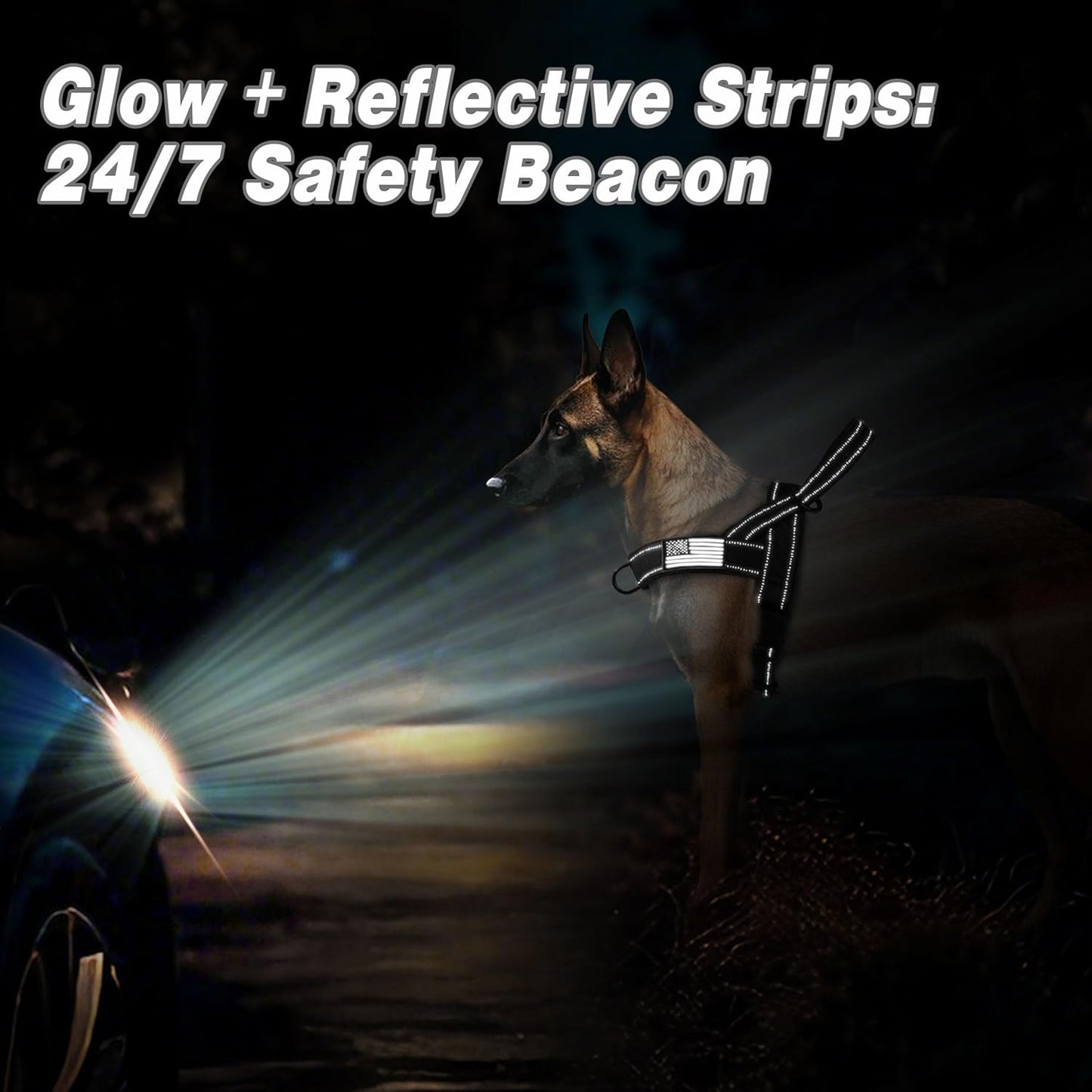 Forestpaw No Pull Dog Harness - Soft Flannel Padded Tactical Dog Vest Harness with Quick Release Buckle, Adjustable Reflective Pet Harness for Large Dogs Walking Training,Black XL