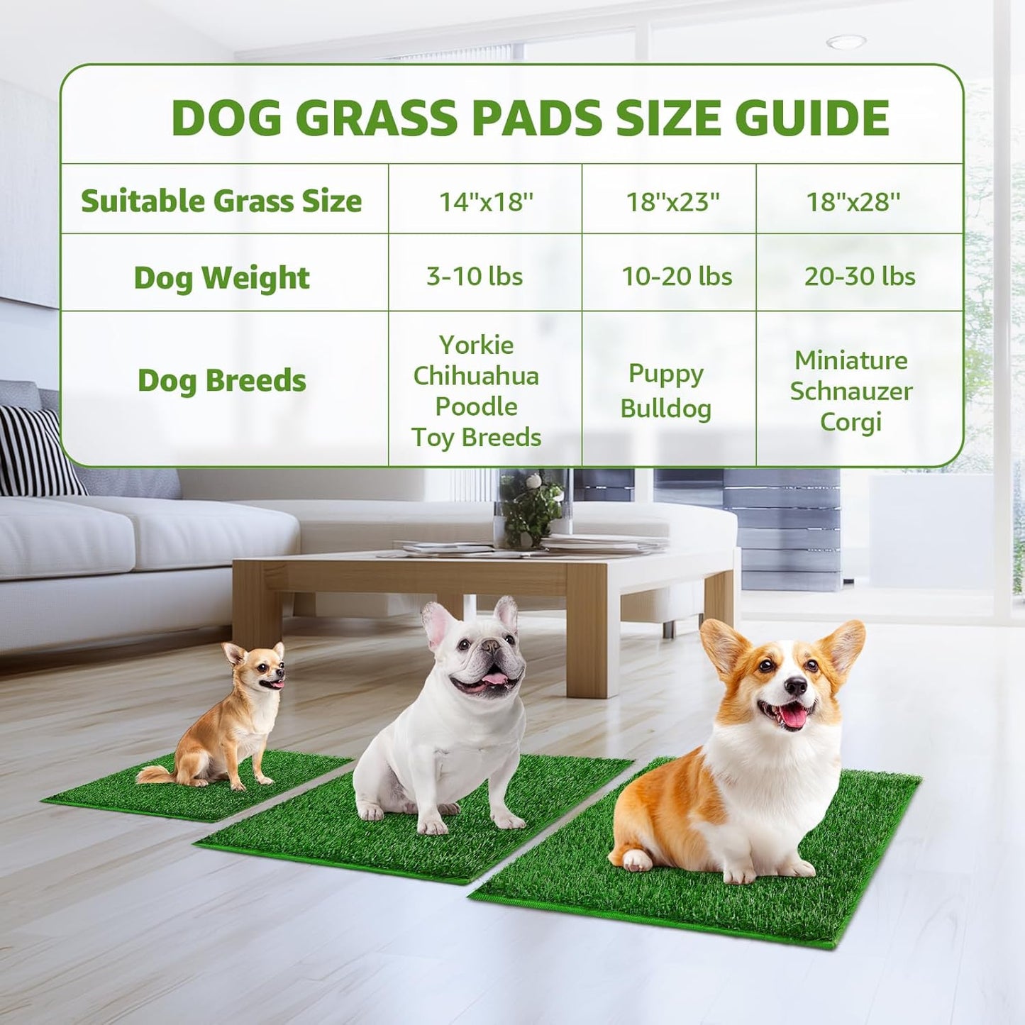 LOOBANI Dog Grass Pee Pads, Artificial Dog Grass Pads for Potty Tray, Fake Grass for Dogs to Pee On, Outdoor Indoor Pee Grass for Dog Potty (18.1*28.1 inch)