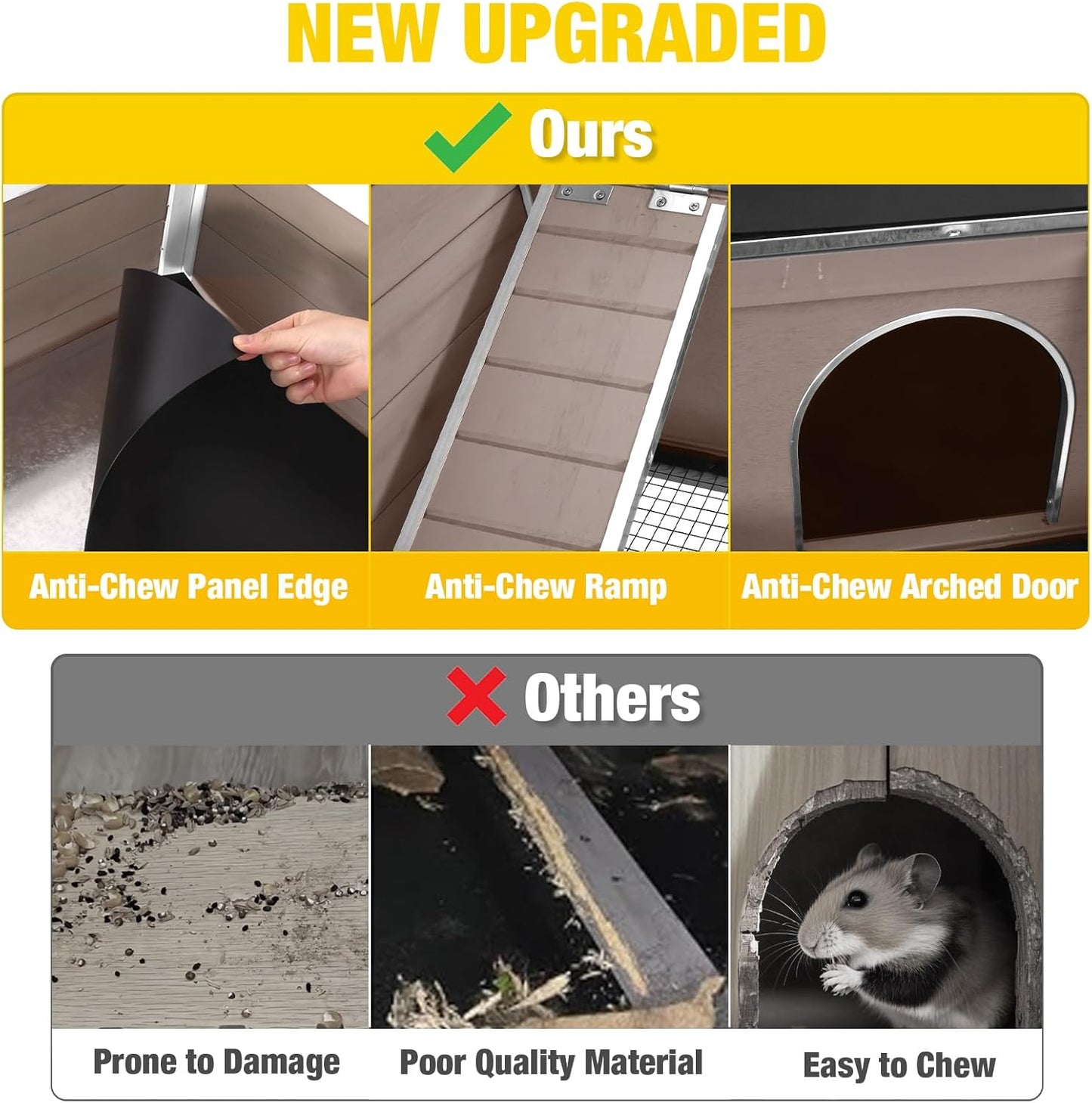 Aivituvin 2-Story Rabbit Hutch with Anti-Chew Ramp & Zinc Sheet - 36.6" Indoor Guinea Pig Cage, Wooden Stand, Pull-Out Tray & Leakproof Floor (Brown)