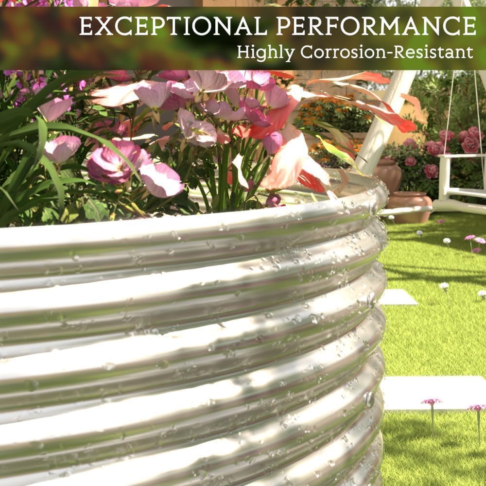 FRIZIONE 2pcs Tall 8x4ft Galvanized Raised Garden Bed Outdoor,Steel Garden Bed for Vegetables,Above Ground Garden Box for Flower,Metal Raised Beds for Gardening