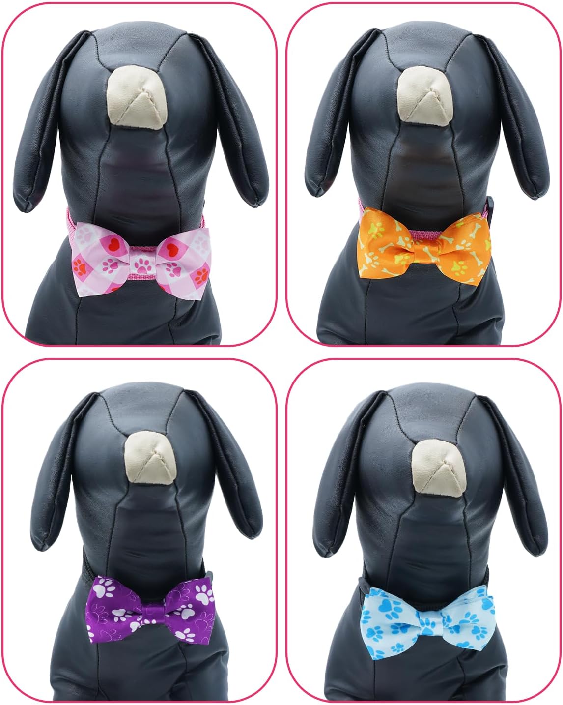 PET SHOW 10 Pack Paw Big Dog Bow Ties for Large Medium Dogs Sliding Collar Attachments Bone Bowties Cute Bowknots Wedding Party Holiday Pet Grooming Accessories(Large)