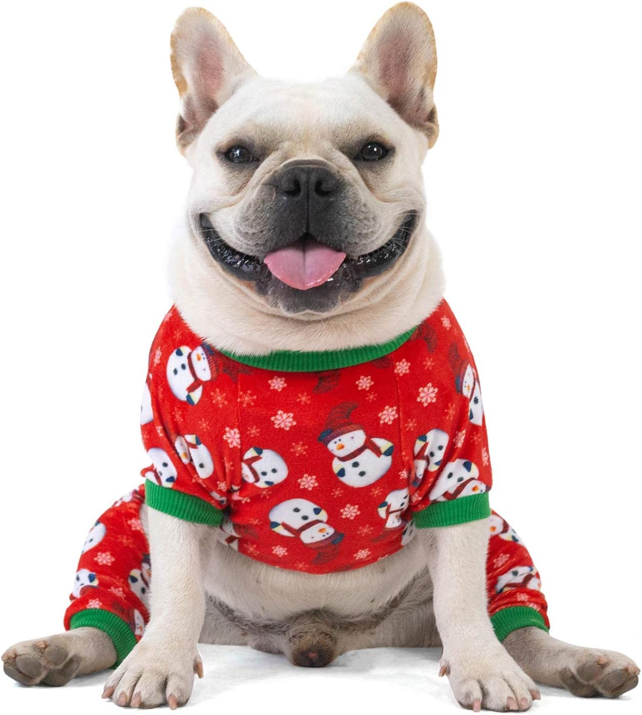 CuteBone Dog Christmas Pajamas Puppy Onesies Small Dogs Soft Pjs Coat Cat Apparel Comfy Pet Clothes Outfit Doggie Bodysuit P136XL