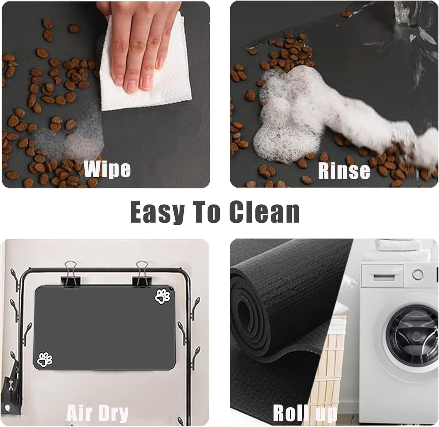 Large Pet Feeding Mat,Super Absorbent Pet Mat,Quick Dry Cat & Dog Water Dispenser Mat,No Stains Non Skid Pet Food Mat for Food and Water Bowl,Easy to Clean Pet Placemats (Dark Brown, 36'' x 16'')