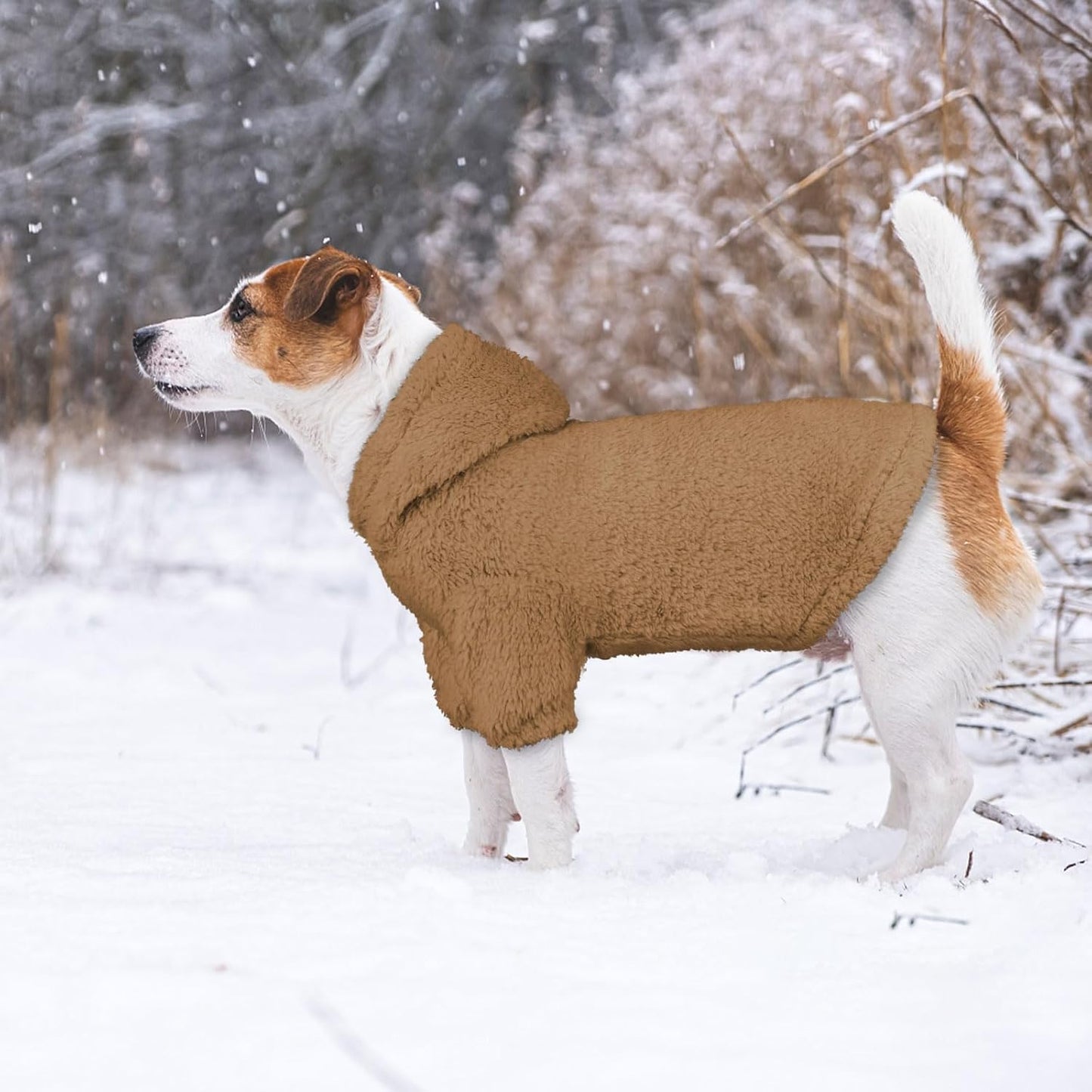 Fuzzy Dog Sweaters for Medium Dogs Dog Hoodie Sweater Clothes Warm Soft Cozy Pet Coats Hooded Sweatshirt Medium Pet Hoodie(Coffee-M)