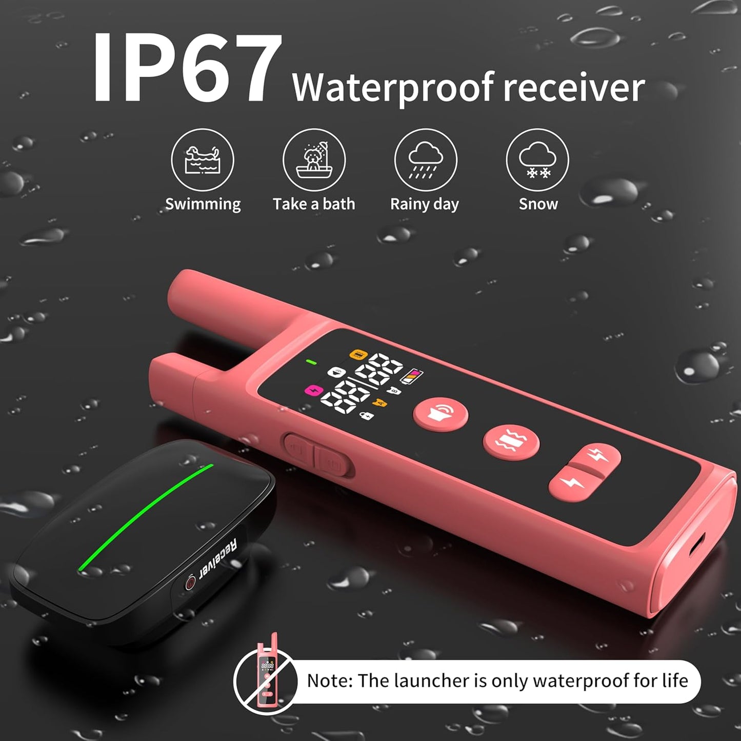 Dog Training Shock Collar 4000FT Dog Bark Collar with Remote IP67 Waterproof 4 Training Modes Beep Vibration Shock Light Mode Magnetic Charger Electric Dogs Collar 8-25 inches Double Shock Rose Bloom