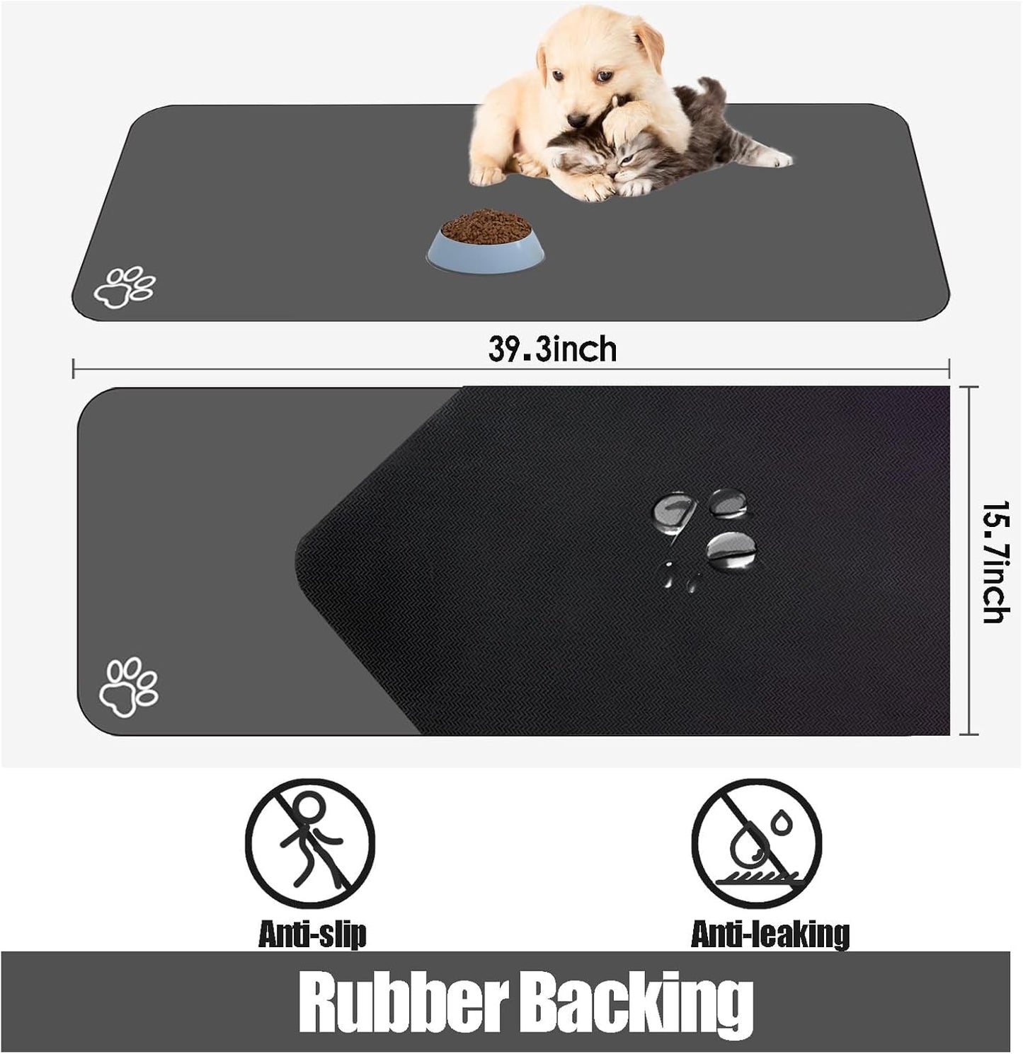 Large Pet Feeding Mat, Absorbent Quick Dry Dog Mat for Food and Water Bowl, Non Skid Cat Bowl Mat, No Stains for Pet Water Dispenser Pet Supplies for Messy Drinkers