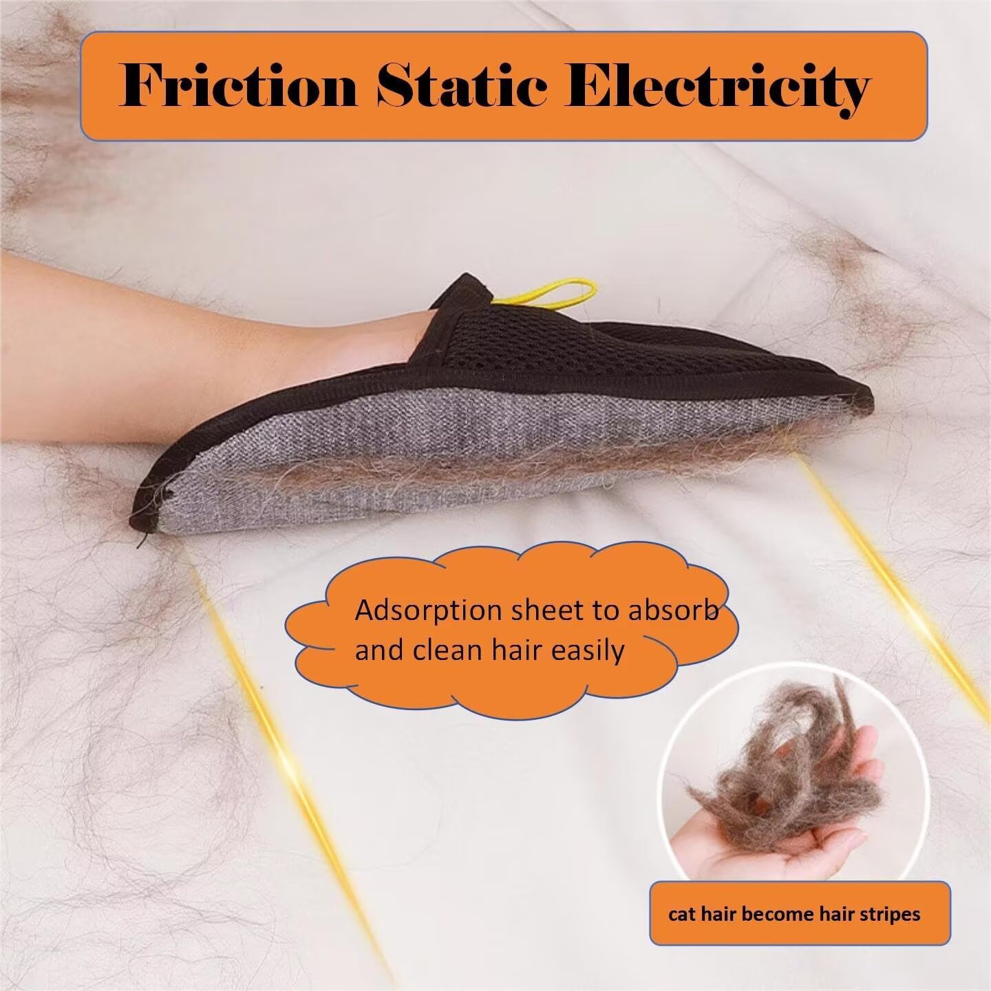 Pet Hair Removal Glove for Cats & Dogs, Electrostatic Grooming Gloves for Pet Hair, Reusable Double Sided Static Hair Remover for Couch, Furniture, Carpet & Car Seat (1 PCS)