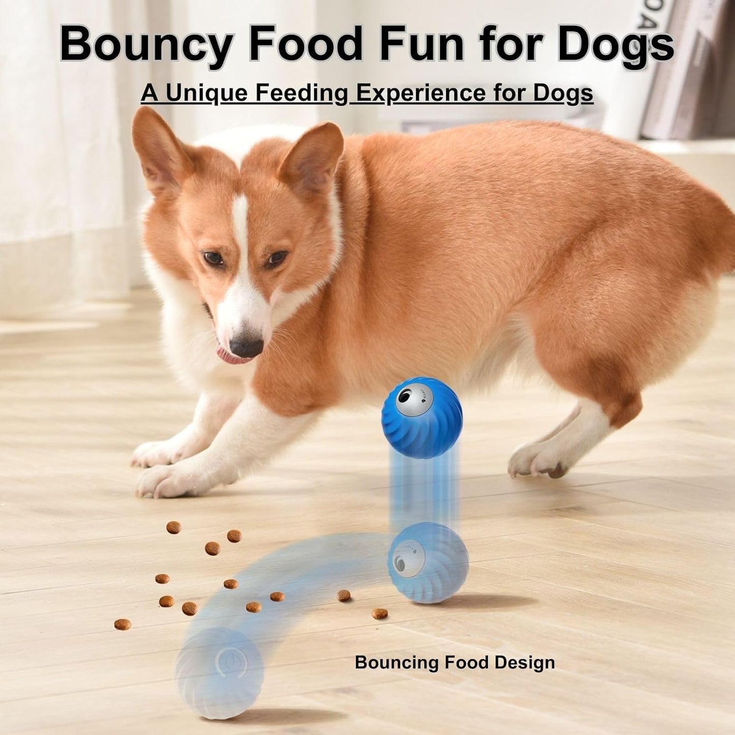 Zoomie Buddy 2.0, Zoomie Buddy for Dogs, 2 in 1 Smart Touch Interactive Dog Balls ＆ Pet Feeder, 2.83" Diameter, Suitable for Small/Medium Dogs, with Fruit Plush Cover (Blue+Orange, Bayberry)