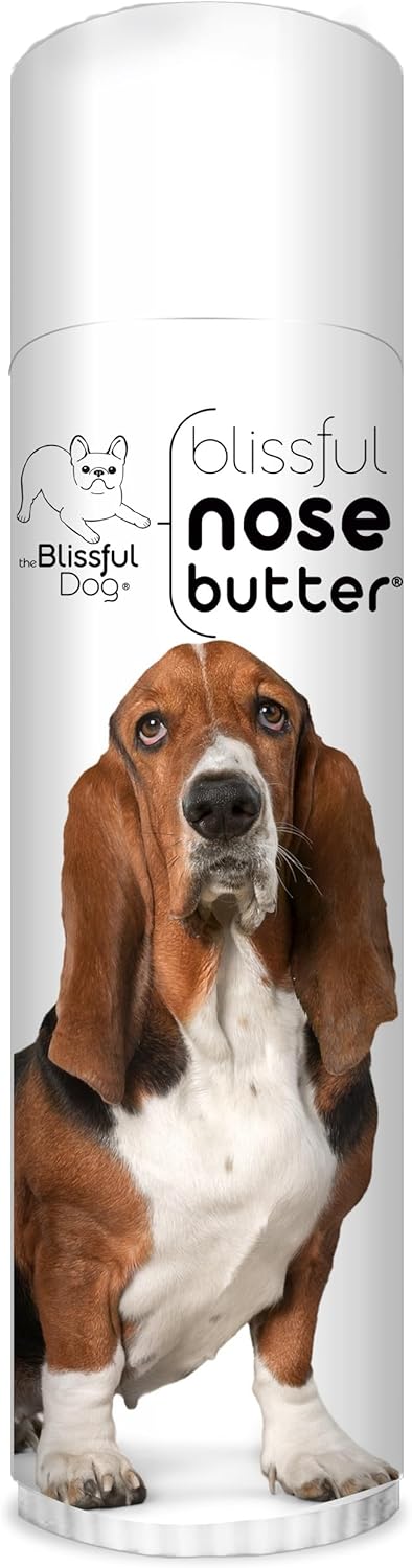 The Blissful Dog Basset Hound Nose Butter for Dry, Cracked Skin, Lick-Safe Dog Nose Balm with Moisturizing Shea Butter, Almond, Olive, and Essential Oils, Pet Supplies, Uncented, 0.50 oz.