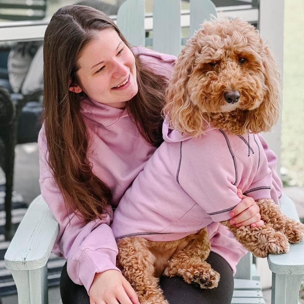 Blueberry Pet Essentials Dog Hoodie – 22 inch, Cotton‑Blend Sweatshirt with Hood, Pink Lilac, Machine‑Washable Small‑Dog Jersey