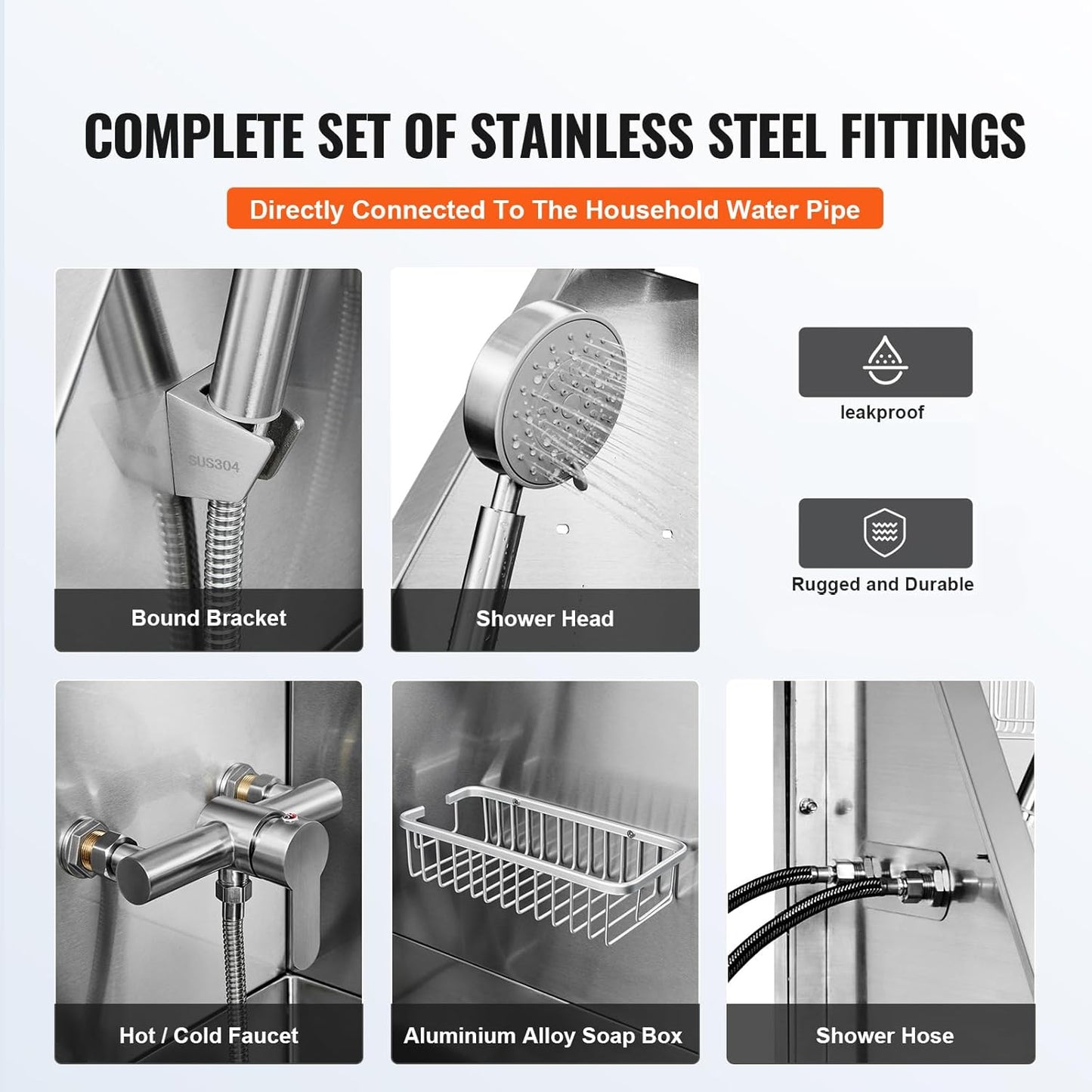 VEVOR 50" Pet Dog Bathing Station w/Stairs, Professional Stainless Steel Dog Grooming Tub w/Soap Box, Faucet,Rich Accessory, Dog Bathtub for Large,Medium,Small Pets, Washing Sink for Home Left