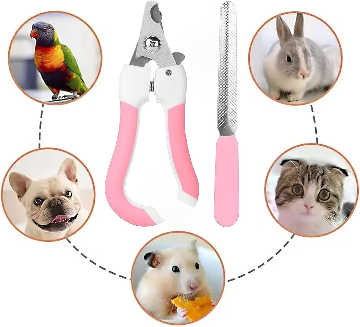 Cat Nail Clippers for Beginners and Groomers - Durable pet trimmer - Supplies with Safety Guard, Avoid Overcutting - Grooming Tool for Small Animals Tiny Dog Indoor Cat Bunny Rabbit Bird Kitten (Pink)