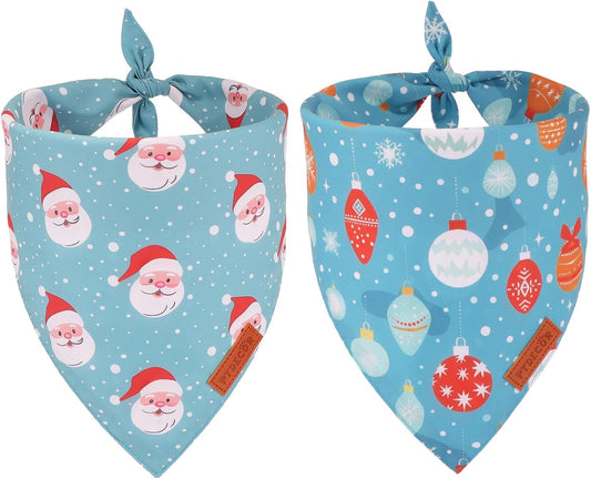 PTDECOR Christmas Dog Bandana, Xmas Light Bulb Santa Reversible Holiday Dog Scarf, Triangle Christmas Bandanas for Large and Extra Large Dogs Pets (X-Large)