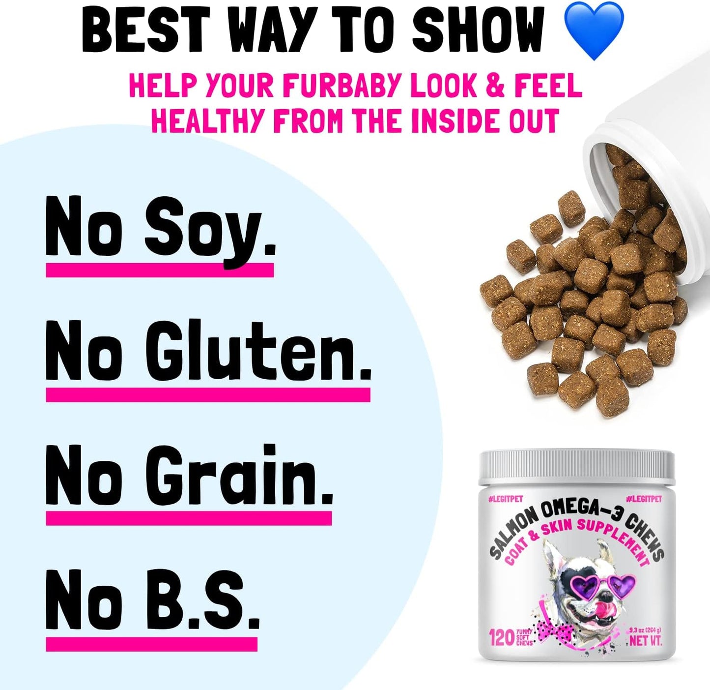 Omega 3 Alaskan Salmon Oil Treats for Dogs 120 Fish Oil Chew Supplement Skin and Coat Allergy and Itch Relief Hip & Joint Health Brain Shedding Hot Spots Treatment Omega 3 6 9 EPA & DHA Fatty Acids