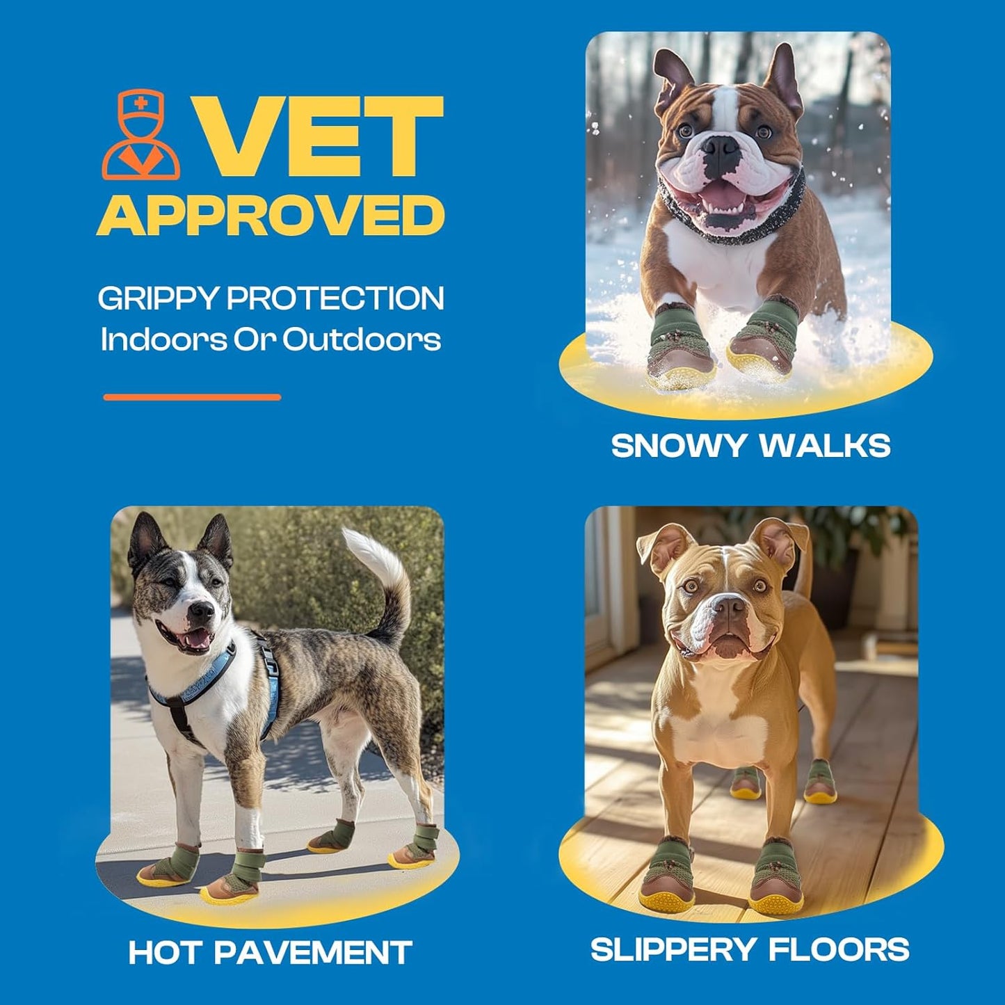 Dog Shoes for Large Dogs, Medium Dog Boots & Paw Protectors for Hardwood Floors, Outdoor Dog Booties for Hot Pavement Winter Snow Hiking, Breathable Dog Shoes with Reflective Strips Size 5