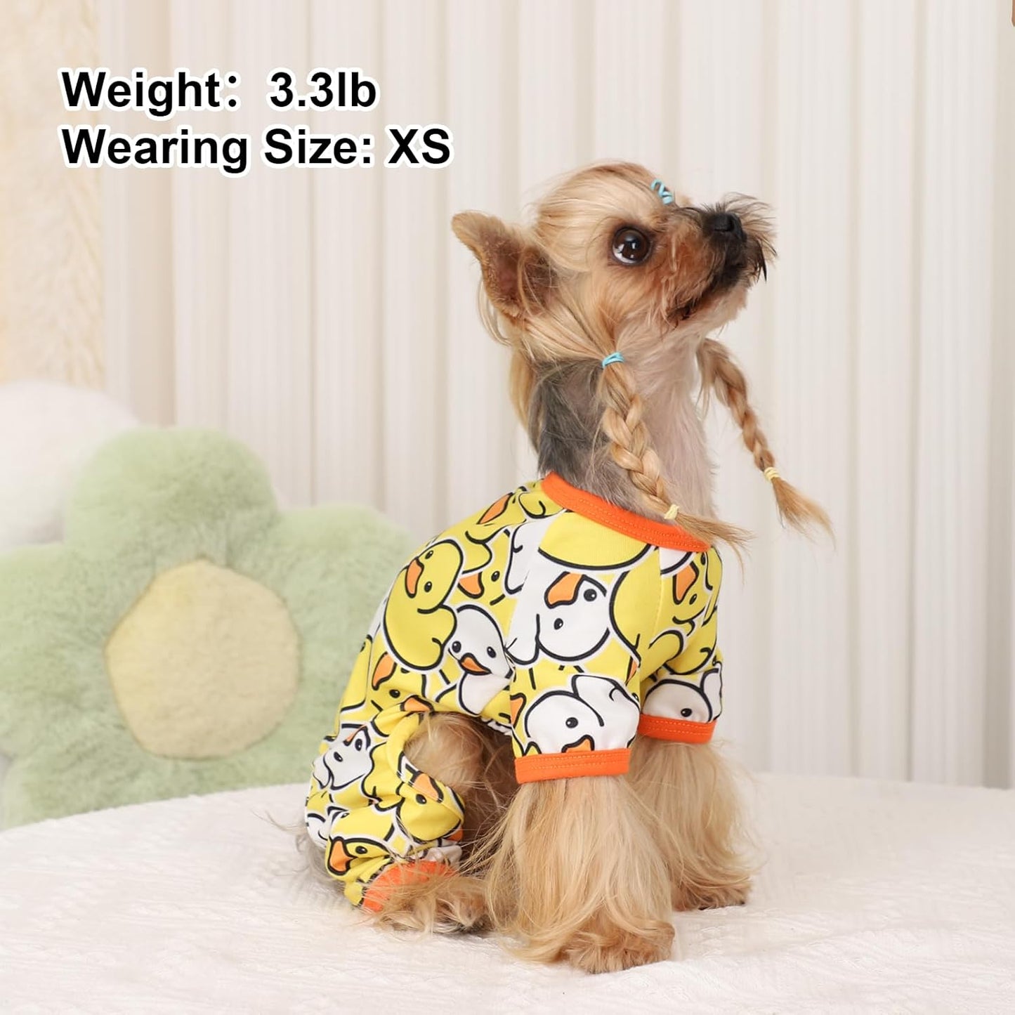 Dog Pajamas Pjs Spring Summer Dog Clothes for Small Dogs Girl - Boy - Small Size Dogs, Soft Stretchy Puppy Clothes Doggie Onesies Cat Pet Jammies Outfit (Duck Yellow, Medium)