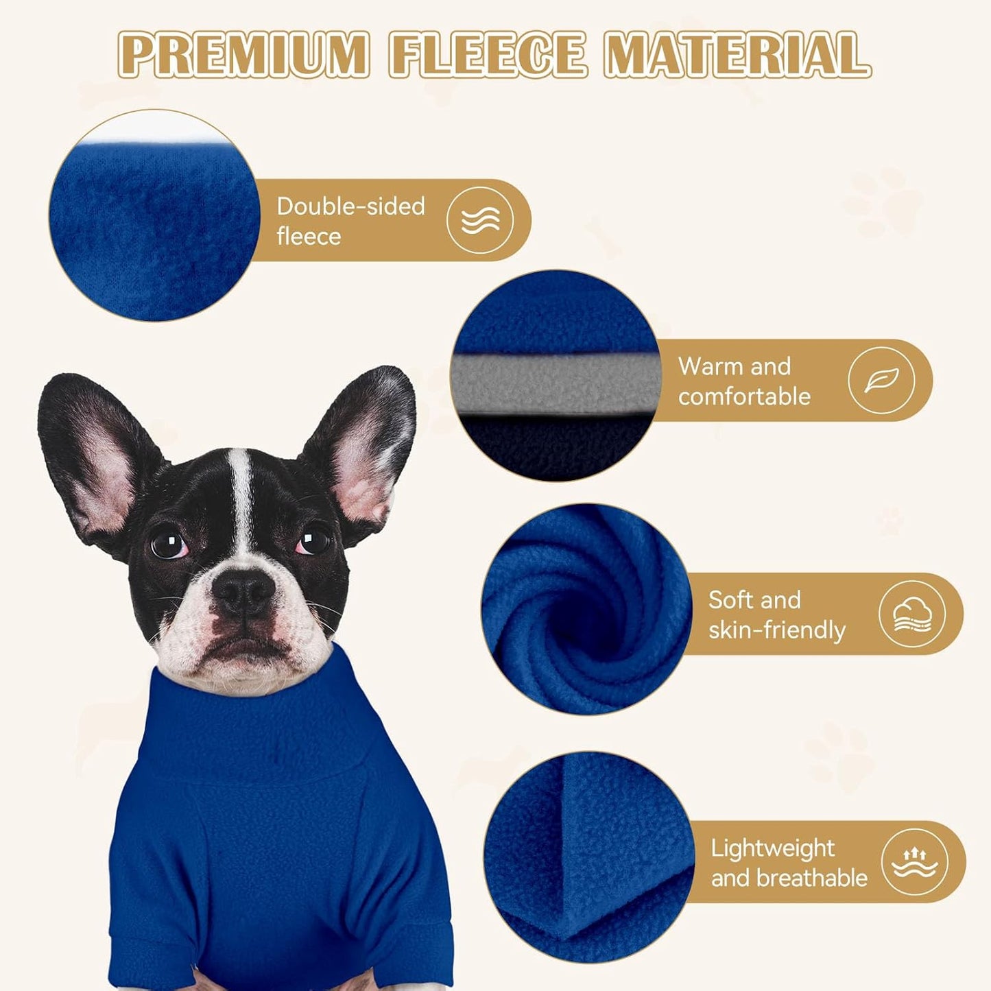 3 Pack Dog Sweaters for Large Dogs, Fleece Dog Sweater Large Pet Clothes Turtleneck Soft Warm Sweatshirt Boy Girl Pet(Gray+Royal Blue+Navy,XL)