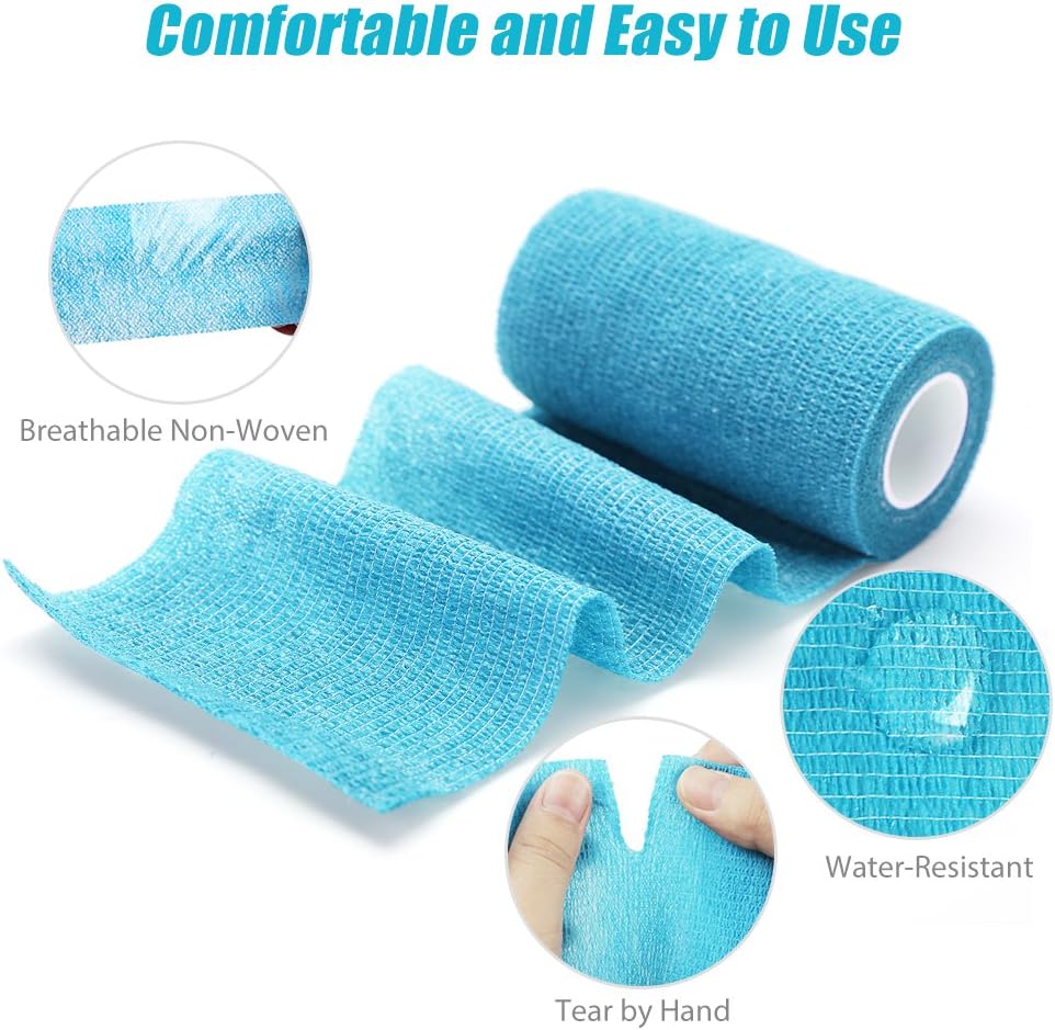LotFancy Vet Wrap, 4 Inch x 5 Yards, 10 Pack Self Adhesive Bandage Wrap, Non-Woven Cohesive Bandage, First Aid Tape for Horses Dogs Cats Elbow Ankle, Assorted Color