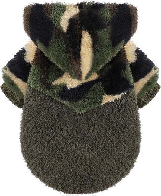 Small Dog Sweater for Dogs Hoodies,Winter Clothes Boy Girl Male Female,Warm XS Fleece Hoodies Pet Coat Apparel Outfit(XS, Army Green)