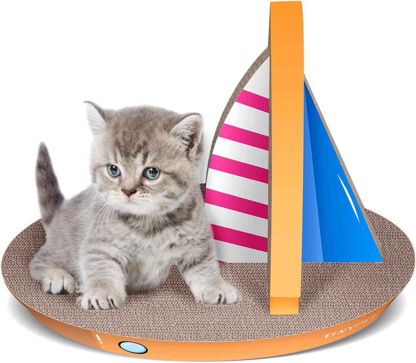 Cat Condo Scratcher Post Cardboard, Sailboat Shape Cat Scratching Lounge Bed, Durable Pad Prevents Furniture Damage,21.26x13.78x15.75 inch