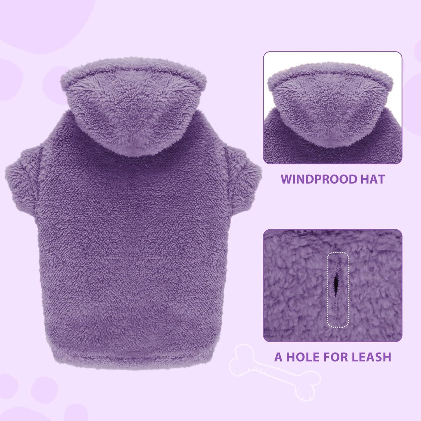Fuzzy Dog Sweaters for Medium Dogs Dog Hoodie Sweater Clothes Warm Soft Cozy Pet Coats Hooded Sweatshirt Medium Pet Hoodie(Purple-M)