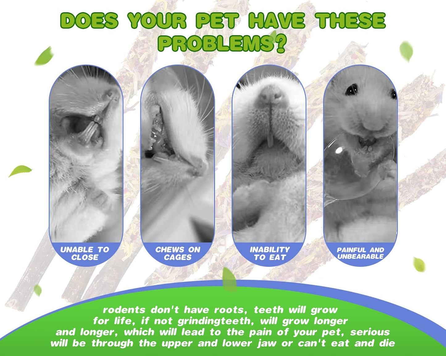 Abizoo Bunny Chew Toys for Rabbits,18PCS Natural Apple Wood Sticks with Petals Good for Chinchillas Guinea Pig Hamster Teeth Care, Bunny Small Pet Treats Teething Toys| Natural Organic Safe