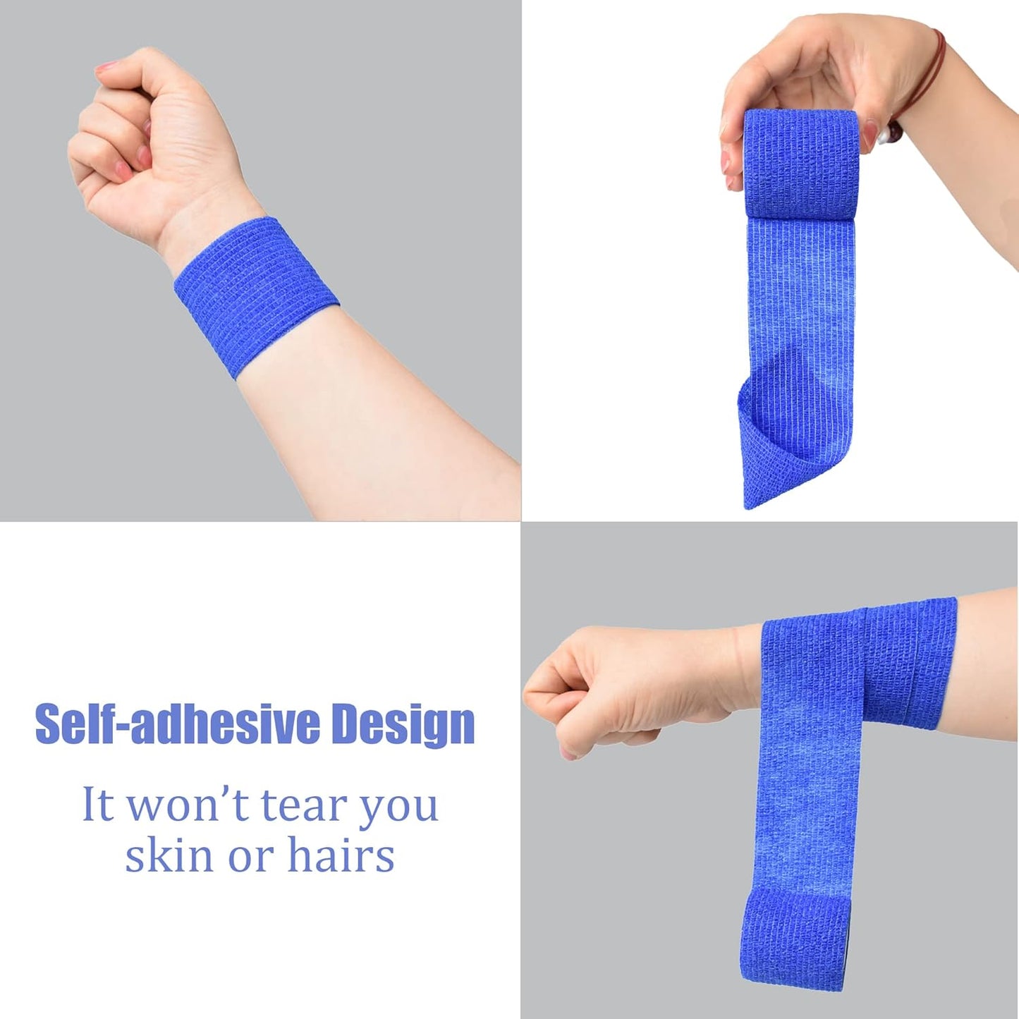 9 Pack 2" x 5 Yards Self Adhesive Bandage Wrap Self Stick Wrap for Ankle, Wrist, Finger, Sports, Breathable Cohesive Vet Tape for Pets (D Dark Blue)