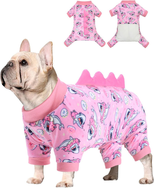 CuteBone Dinosaur Costume Dog Pajamas, Stretchy Spandex Crystal Velvet Sleepwear Coat for Small Dogs, Soft & Warm Pet Outfit Clothes for Cold Weather, Cozy Pullover Design COSP09XS