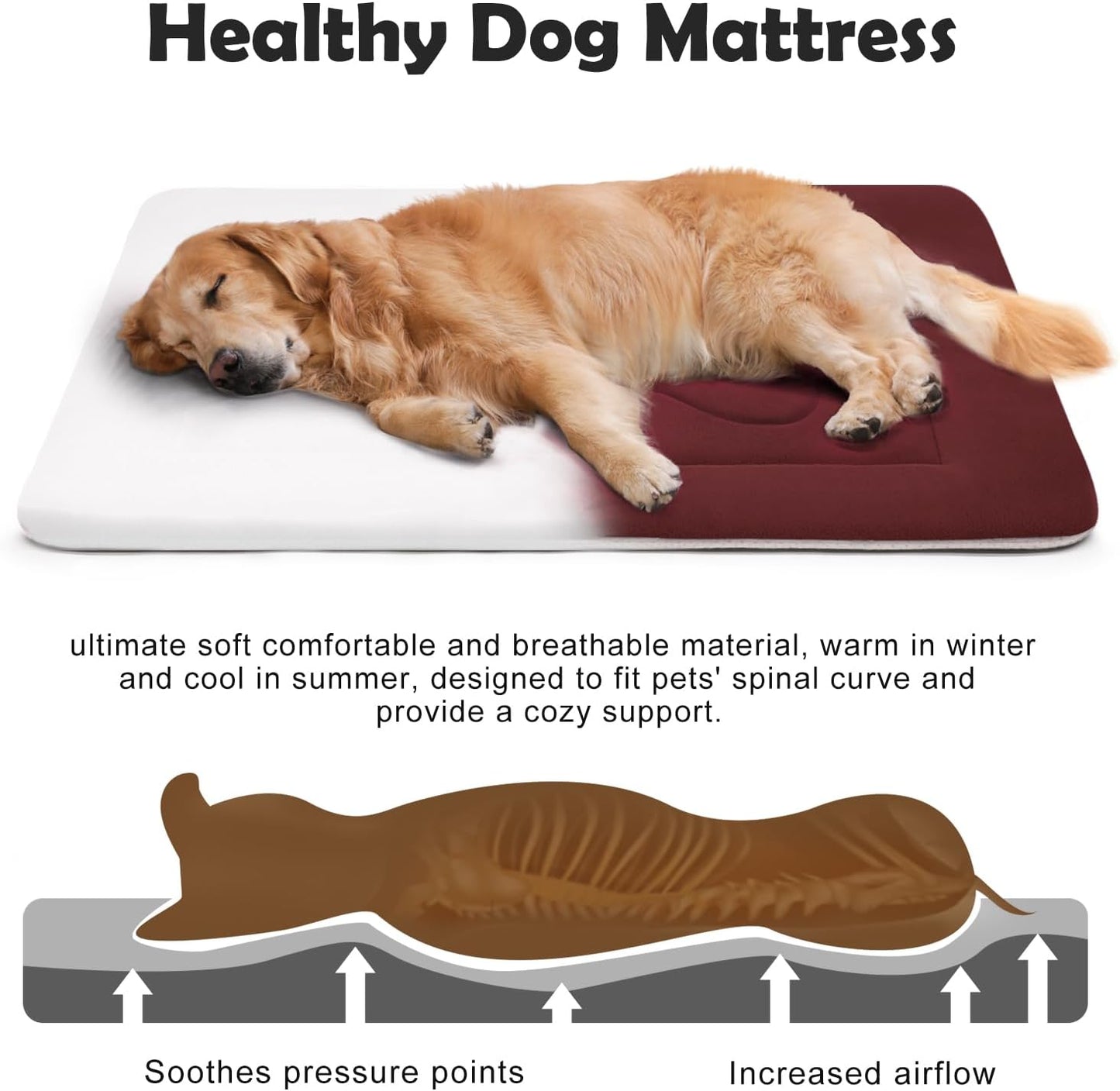 JoicyCo Dog Bed Large Crate Mat 42 in Non-Slip Washable Soft Mattress Kennel Pads