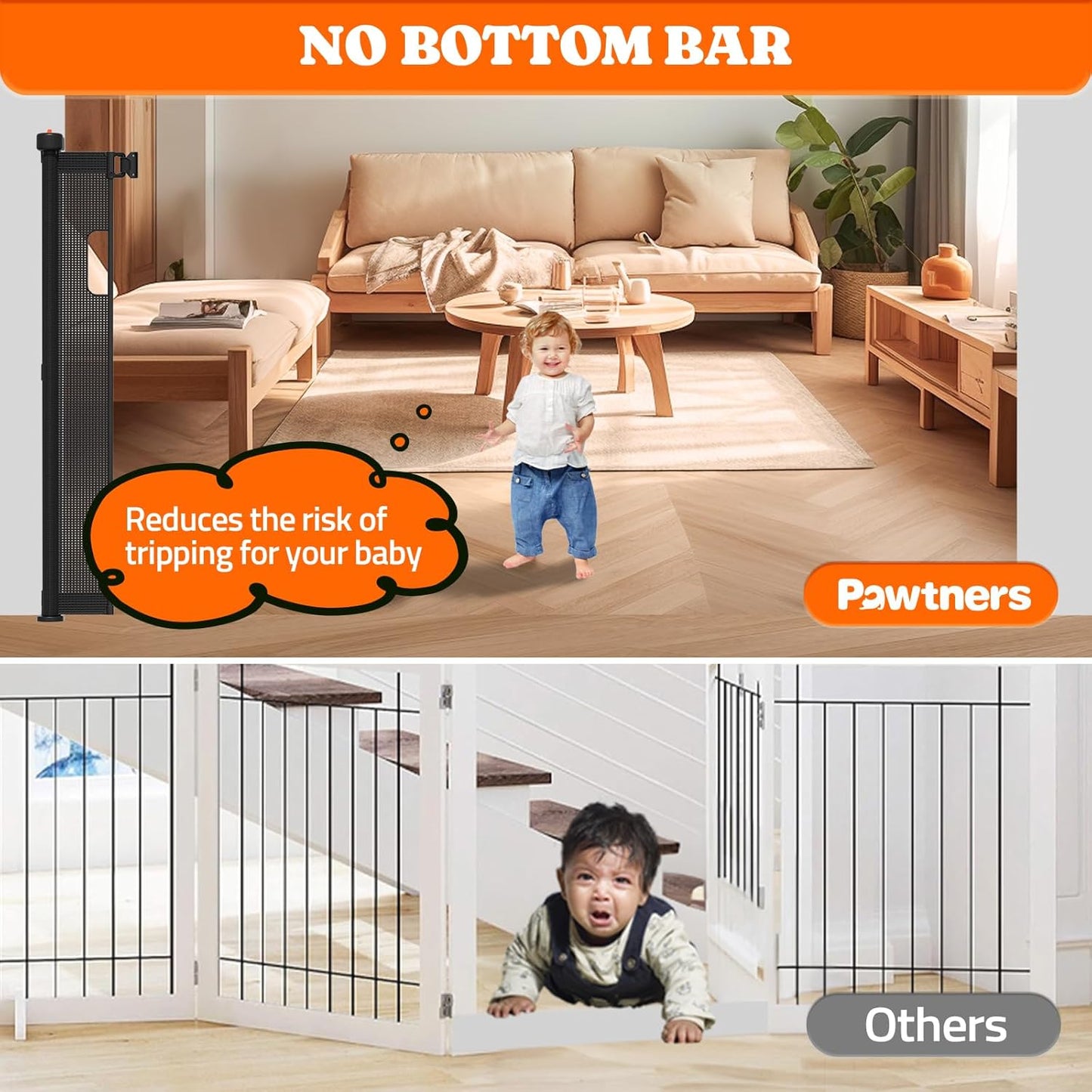 Extra Tall Retractable Baby Gates: 51" Tall Pet Gate, Extend up to 120" Wide, Mesh Baby Gate with Support Rods Jump-Proof Design for Cats & Large Dogs High Dog Cat Door Indoor Outdoor, Black