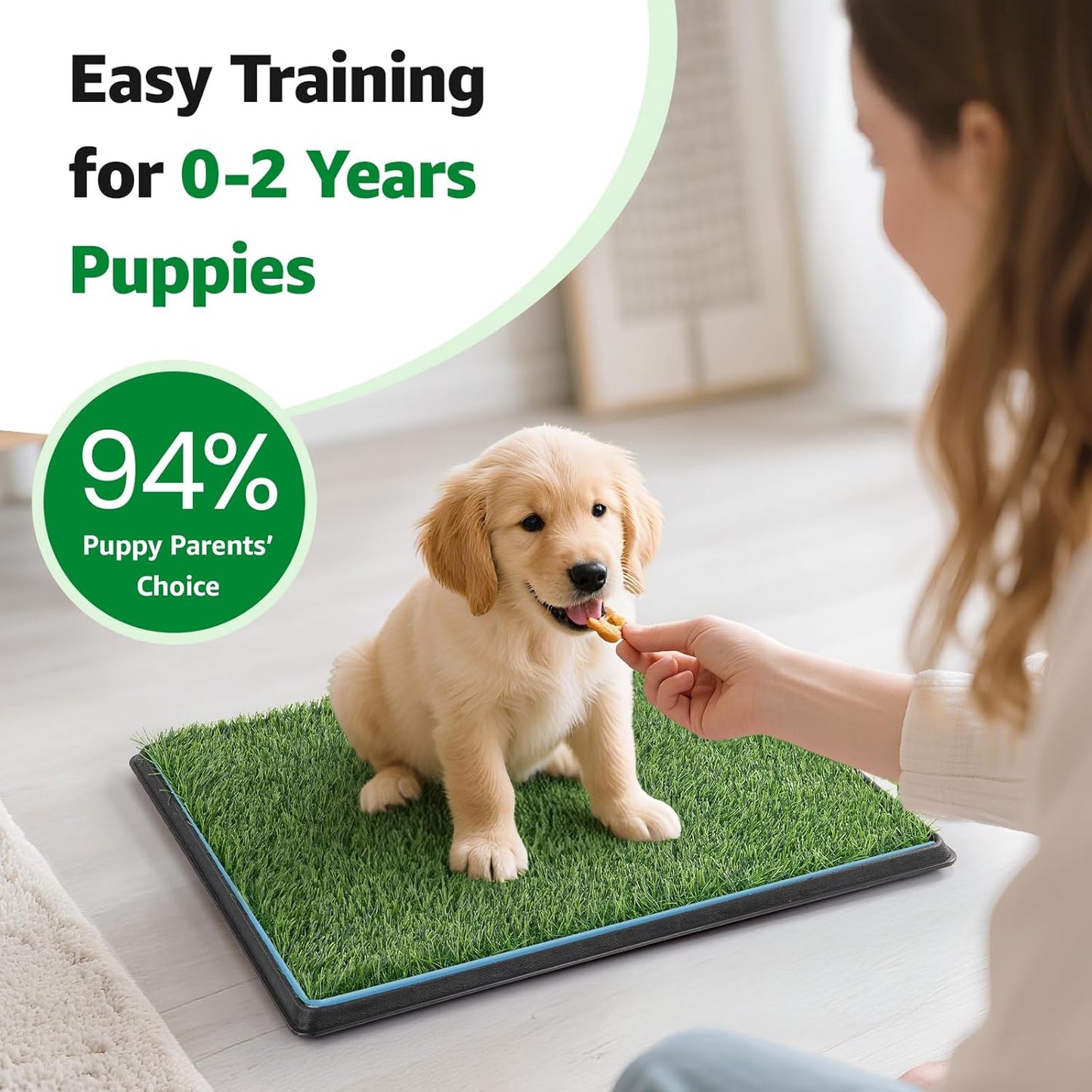 Dog Grass pad with Tray,41”x 26.8” Indoor Dog Potty with 2 Packs Replacement Artificial Fake Grass-5 Packs Disposable Puppy Pads,for Puppy Training Apartment, Outdoor Use